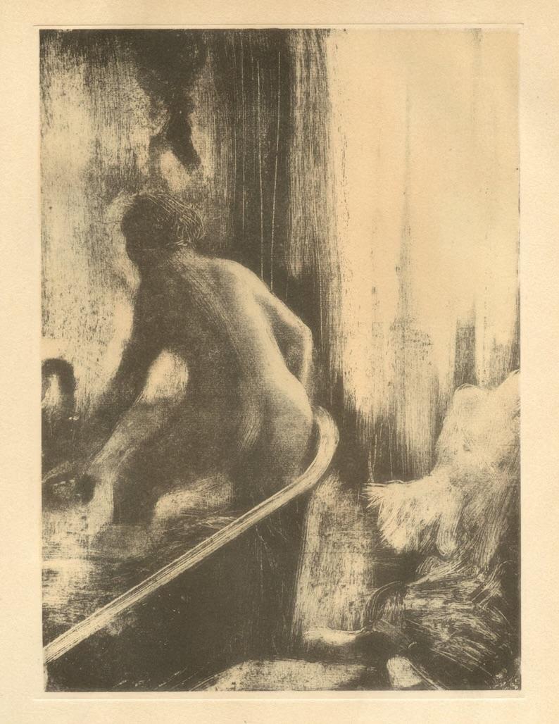 Degas, Femme dans la Baignoire, E. Degas Monotypes (after) - Brown Figurative Print by Edgar Degas