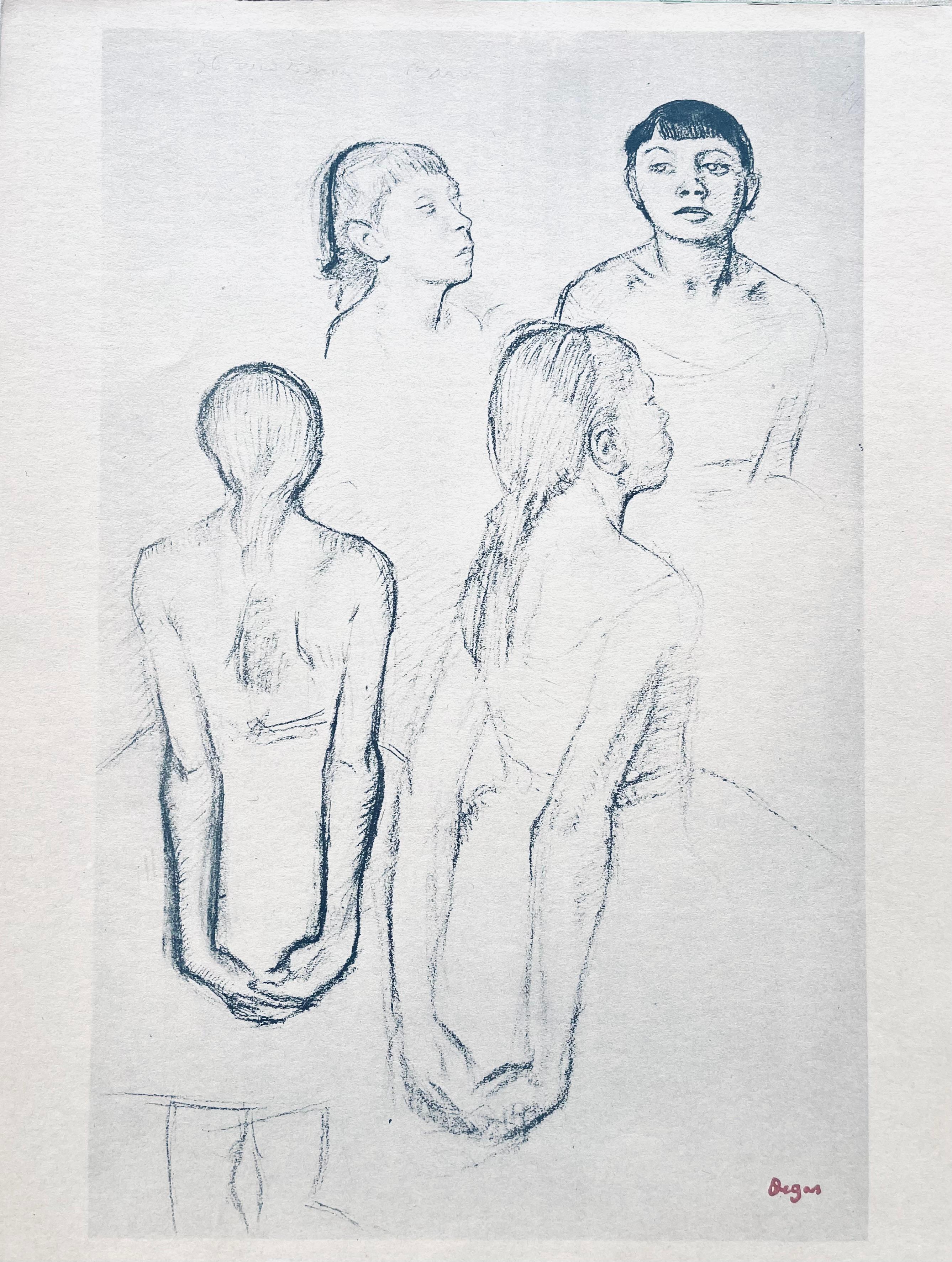 Degas, Quatre croquis d'une petite danseuse, Dix croquis de ballets (après) - Gris Landscape Print par Edgar Degas