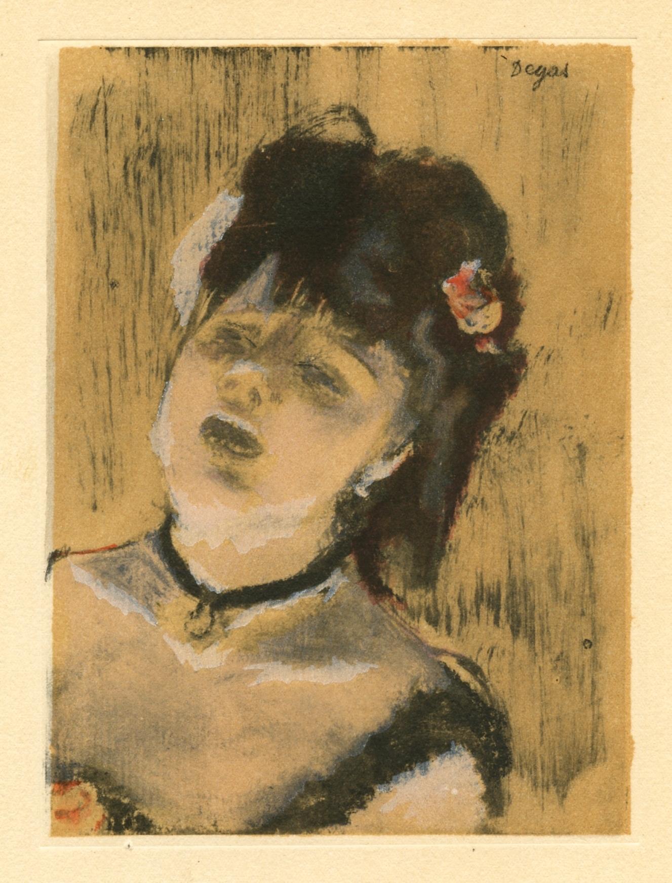 Medium: Engraving on vélin du Marais paper
Year: 1948
Paper Size: 12.25 x 9.125 inches; image size: 6.5 x 5 inches
Inscription: Unsigned and unnumbered, as issued
Notes: From the volume, E. Degas Monotypes, 1948. Published by Quatre Chemins-Editart,