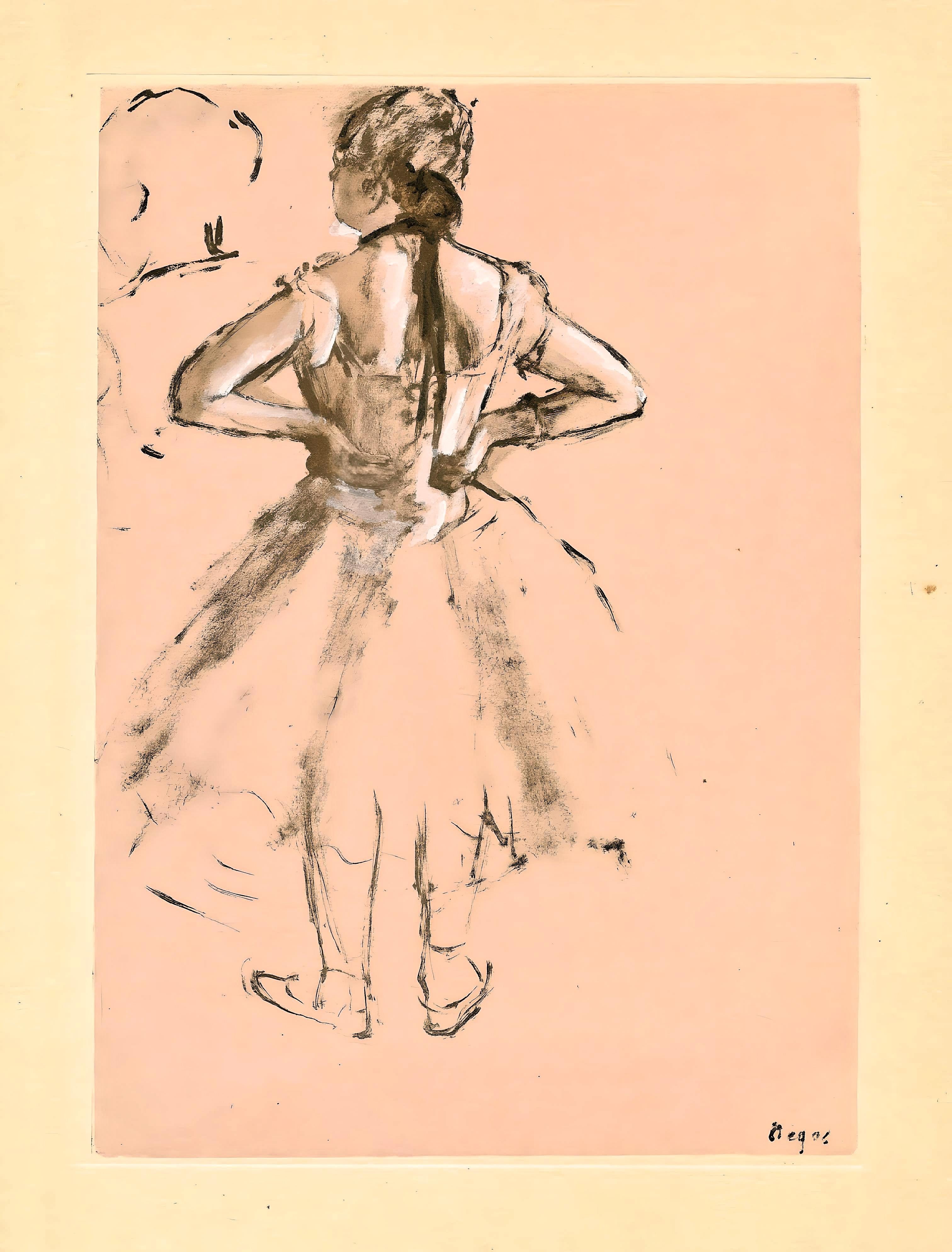 Degas, La Danseuse de dos, E. Degas Monotypes (after) - Orange Landscape Print by Edgar Degas