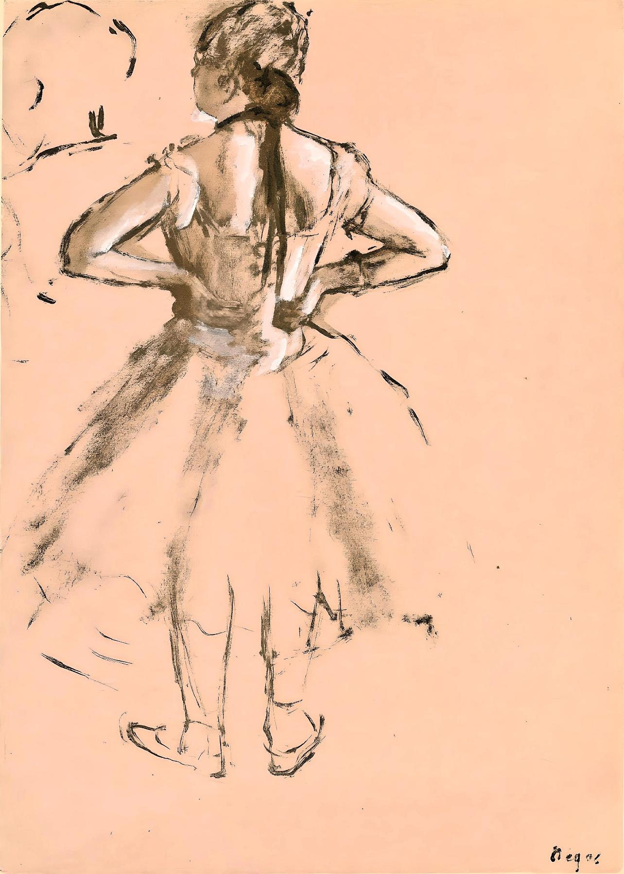 Edgar Degas Figurative Print - Degas, La Danseuse de dos, Les Monotypes (after)