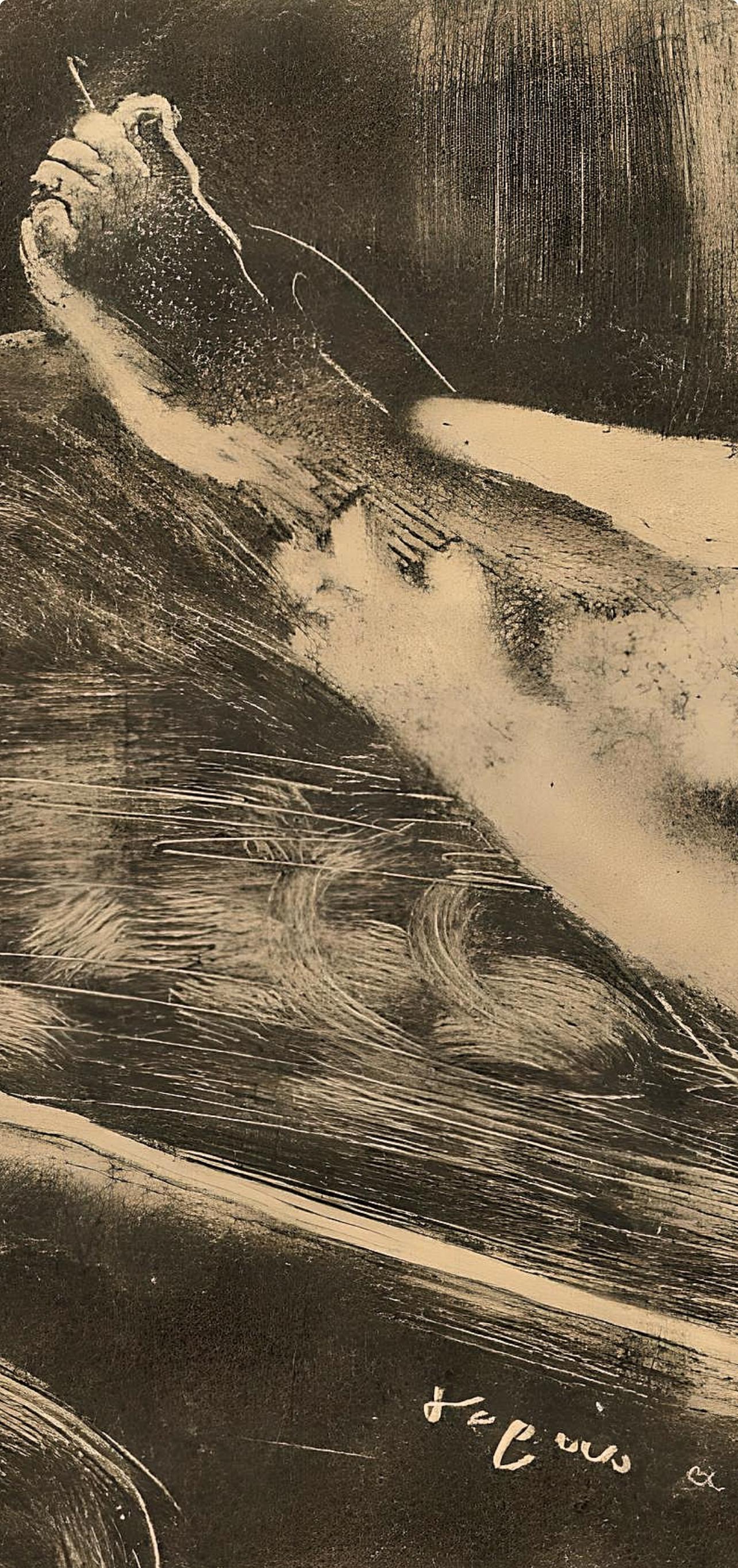 Degas, Le Bain, E. Degas Monotypes (after) - Black Landscape Print by Edgar Degas