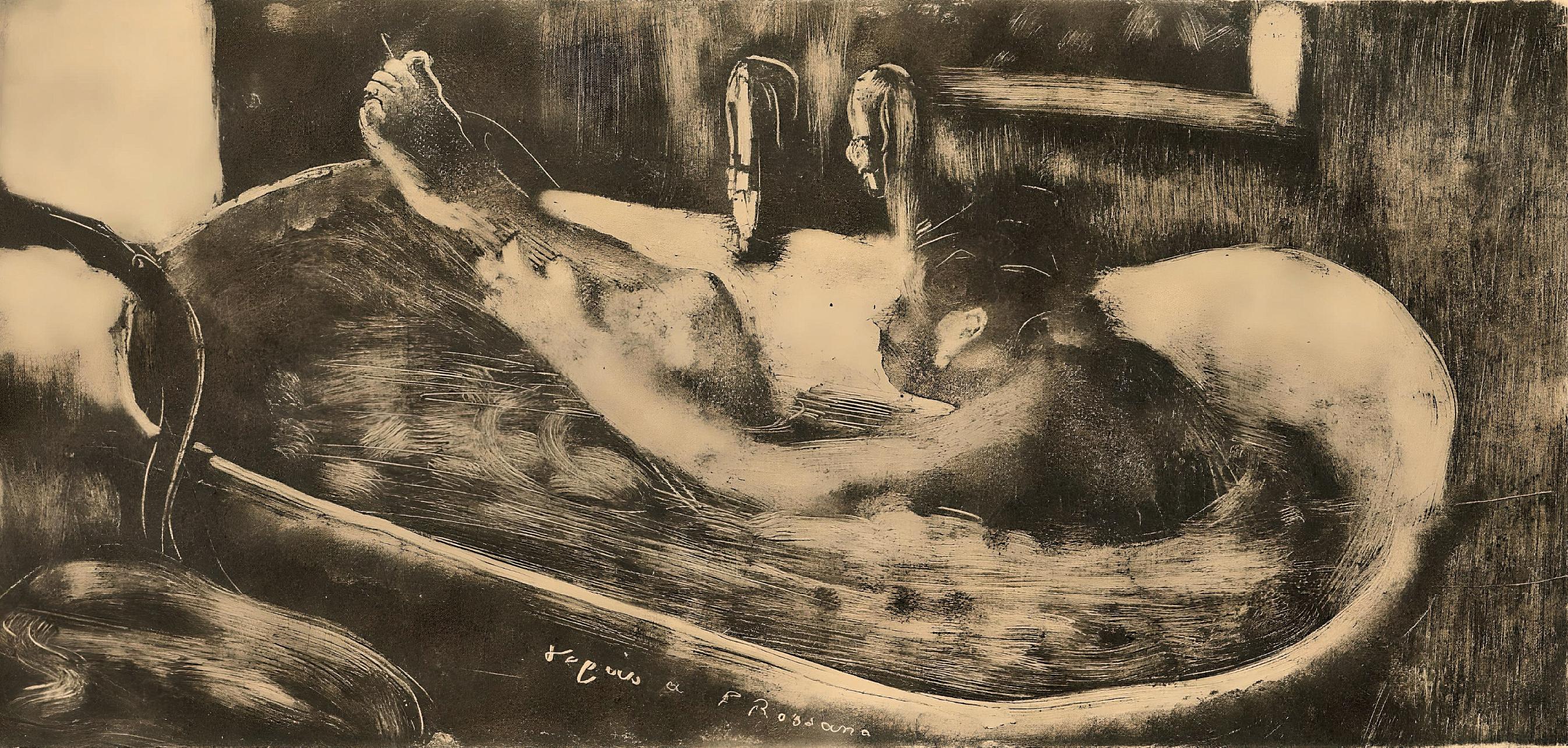 Edgar Degas Landscape Print - Degas, Le Bain, E. Degas Monotypes (after)