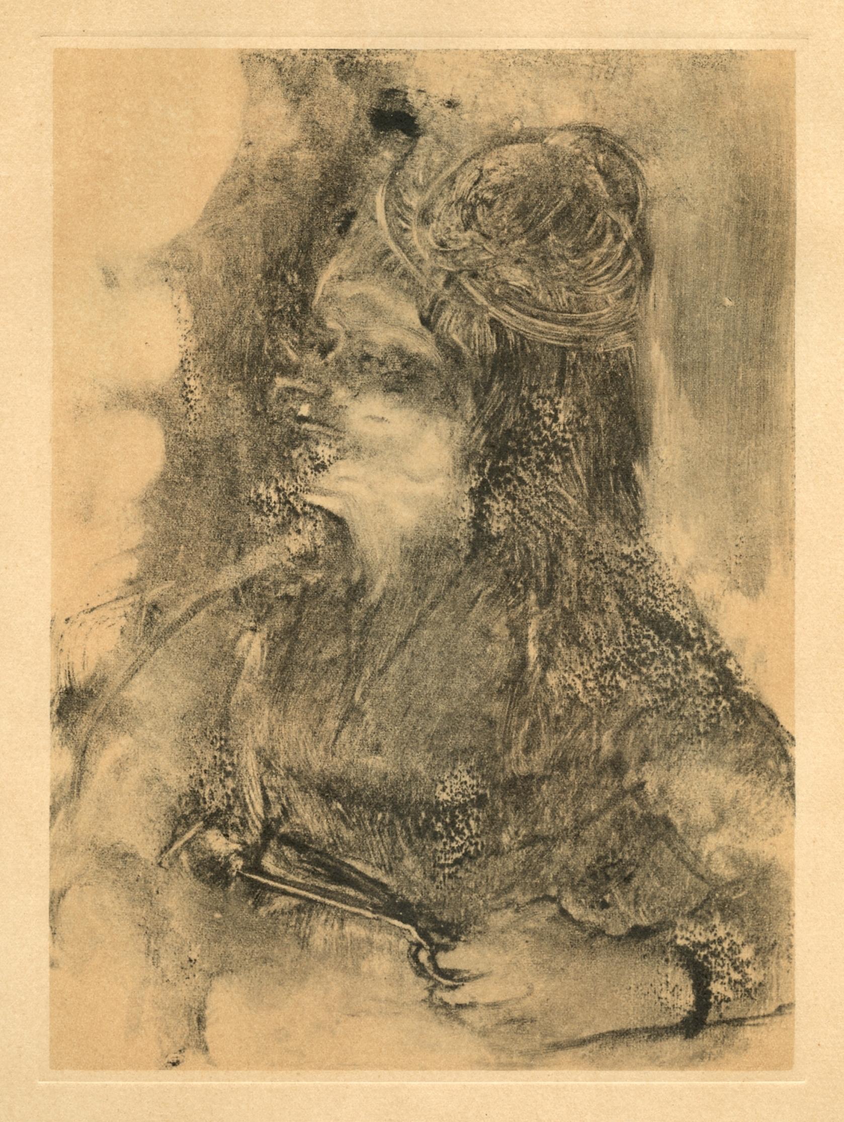 Medium: Engraving on vélin du Marais paper
Year: 1948
Paper Size: 12.25 x 9.125 inches; image size: 8.625 x 6.375 inches
Inscription: Unsigned and unnumbered, as issued
Notes: From the volume, E. Degas Monotypes, 1948. Published by Quatre