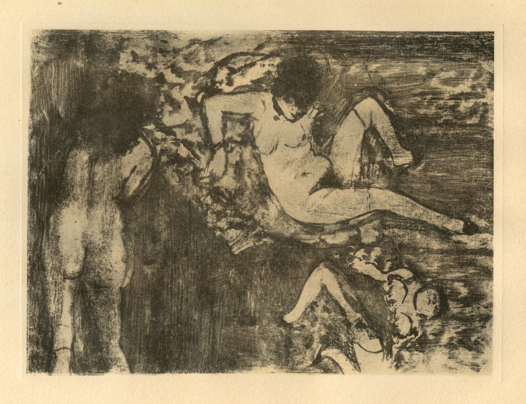 Medium: Engraving on vélin du Marais paper
Year: 1948
Paper Size: 12.25 x 9.125 inches; image size: 4.75 x 6.5 inches
Inscription: Unsigned and unnumbered, as issued
Notes: From the volume, E. Degas Monotypes, 1948. Published by Quatre