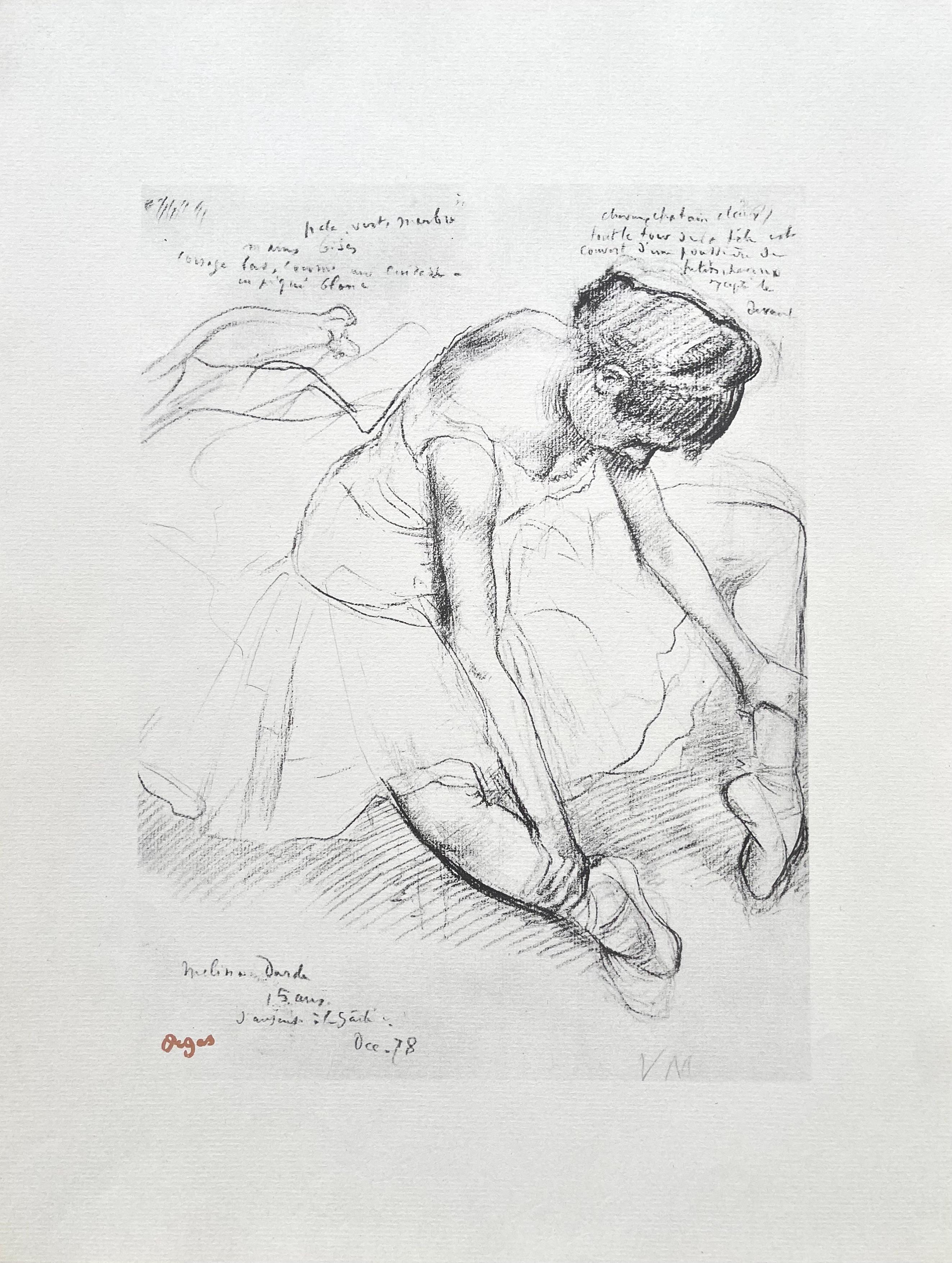 Degas, Melina Darde, Ten Ballet Sketches (after) - Gray Figurative Print by Edgar Degas