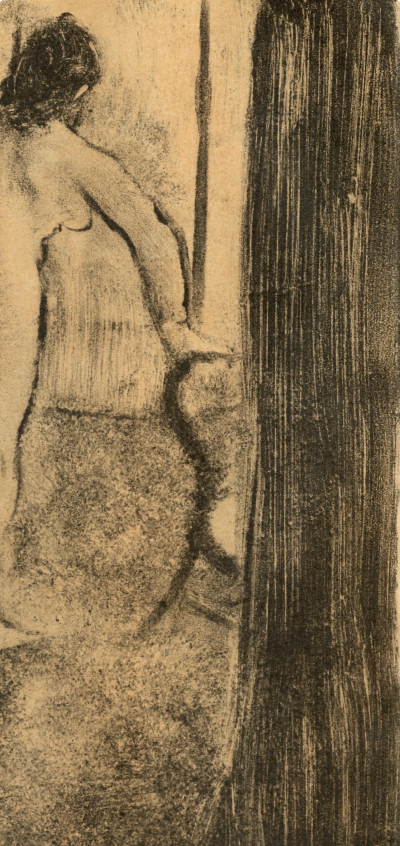 Degas, Nu debout, E. Degas Monotypes (after) - Brown Landscape Print by Edgar Degas