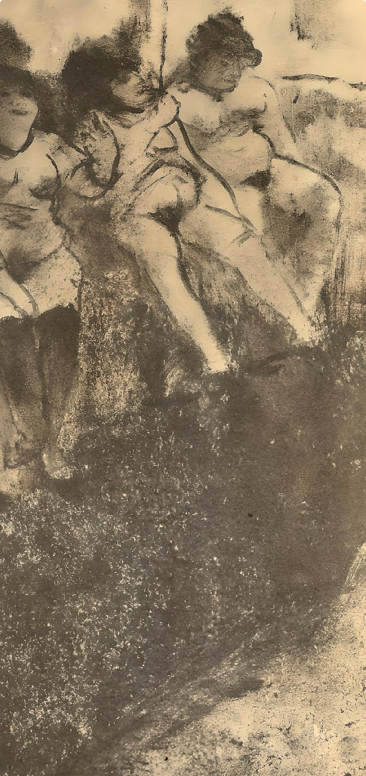 Degas, On attend les Clients, E. Degas Monotypes (after) - Gray Figurative Print by Edgar Degas
