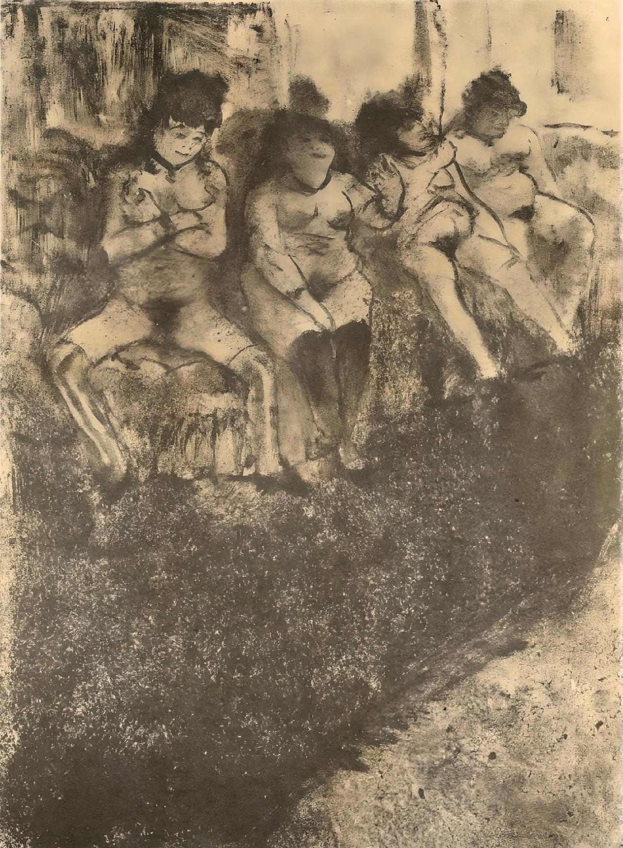 Edgar Degas Figurative Print – Degas, On attend les Clients, Les Monotypes (nach)