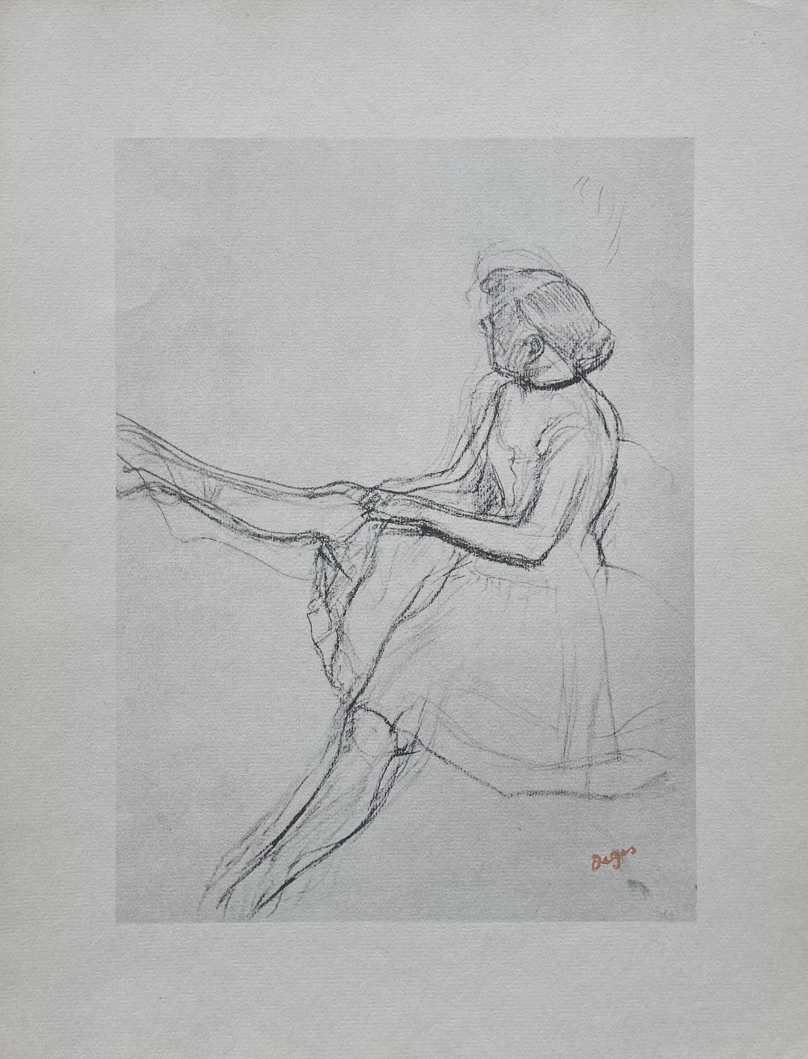 Degas, sitzende Tänzerin, die ihre Slipper entfernt, Zehn Ballettskizzen (nach) im Angebot 2