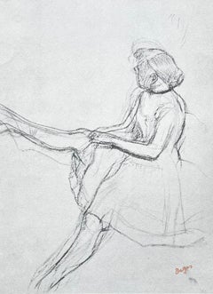 Degas, Seated dancer, removing her slipper, Ten Ballet Sketches (after)