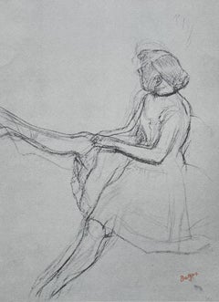 Vintage Degas, Seated dancer, removing her slipper, Ten Ballet Sketches (after)