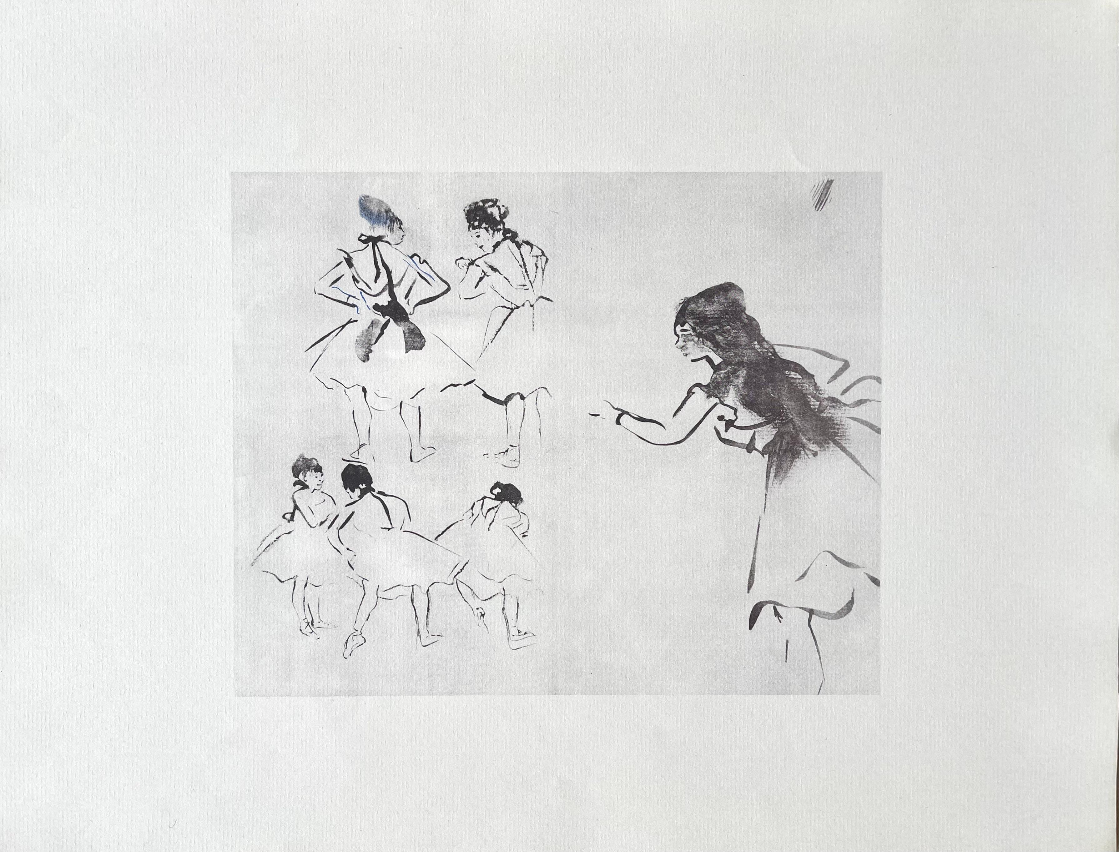 Medium: Lithograph and stencil on vélin paper
Year: 1945
Paper Size: 13 x 17 inches
Inscription: Unsigned and unnumbered, as issued
Notes: From the folio, Degas, Ten Ballet Sketches, 1945. Published by The Studio Publications, Inc., New York;