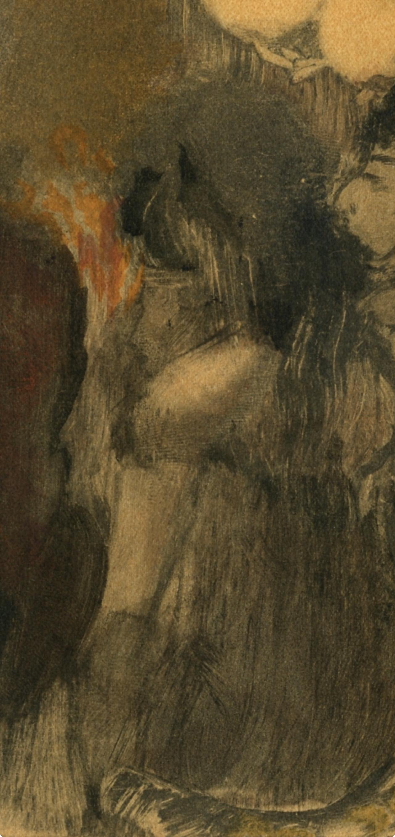Degas, Trois Femmes de dos, E. Degas Monotypes (after) - Brown Landscape Print by Edgar Degas