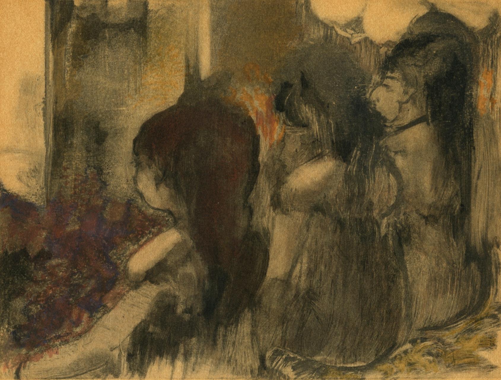 Edgar Degas Landscape Print - Degas, Trois Femmes de dos, E. Degas Monotypes (after)