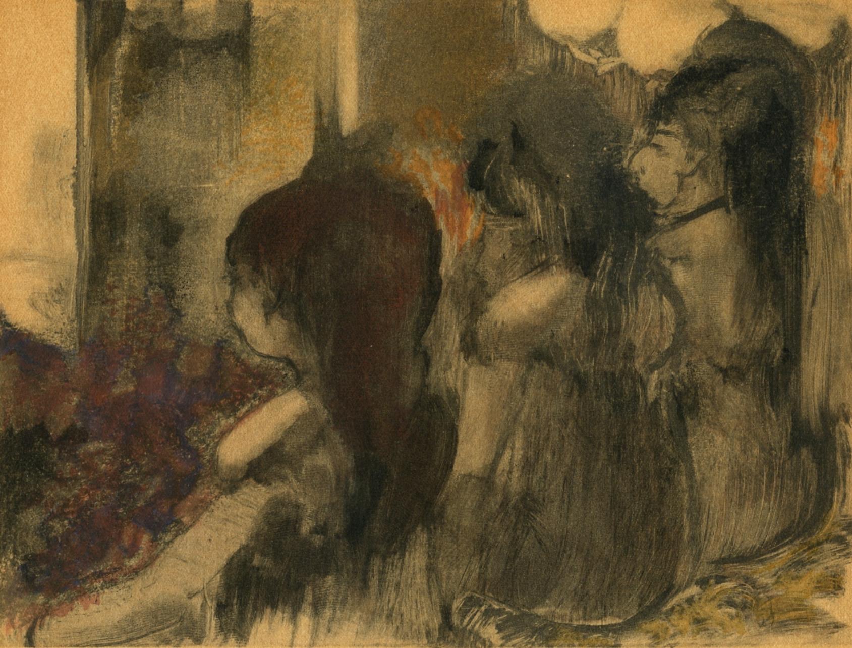 Edgar Degas Figurative Print – Degas, Trois Femmes de Dos, Les Monotypes (nach)