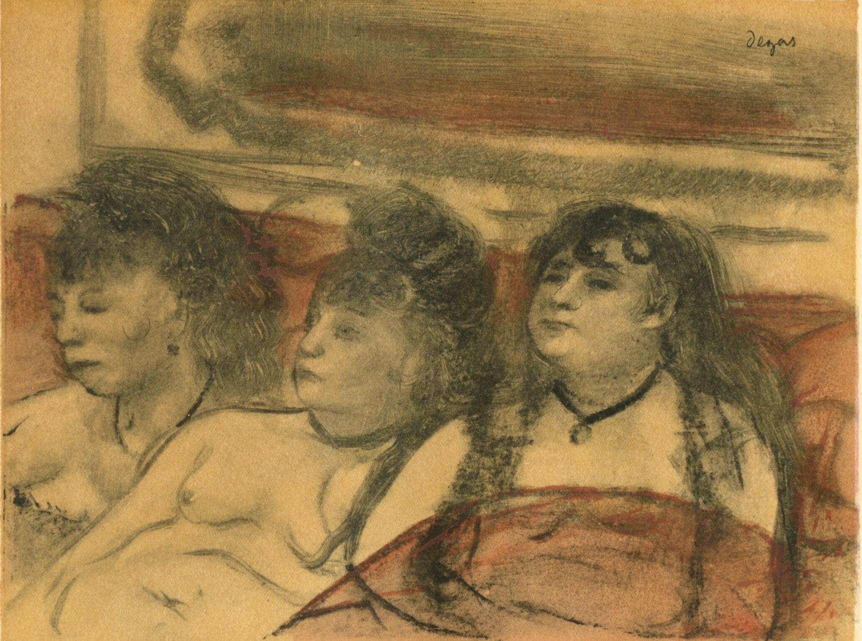 Edgar Degas Figurative Print – Degas, Trois Femmes de face, Les Monotypes (nach)