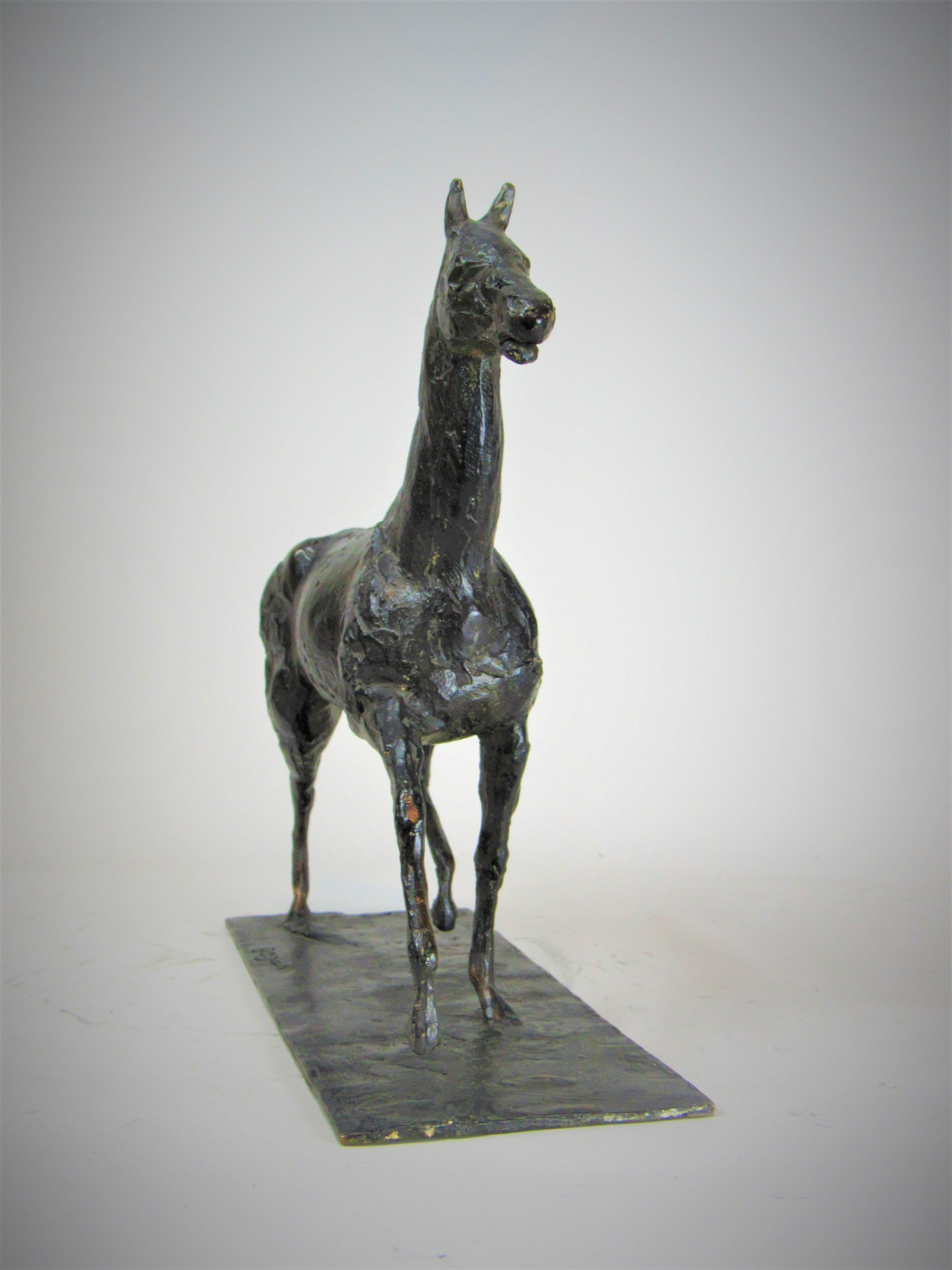Certified Edgard Degas Bronze of a horse : (Horse walking at a high pace) - Sculpture by Edgar Degas