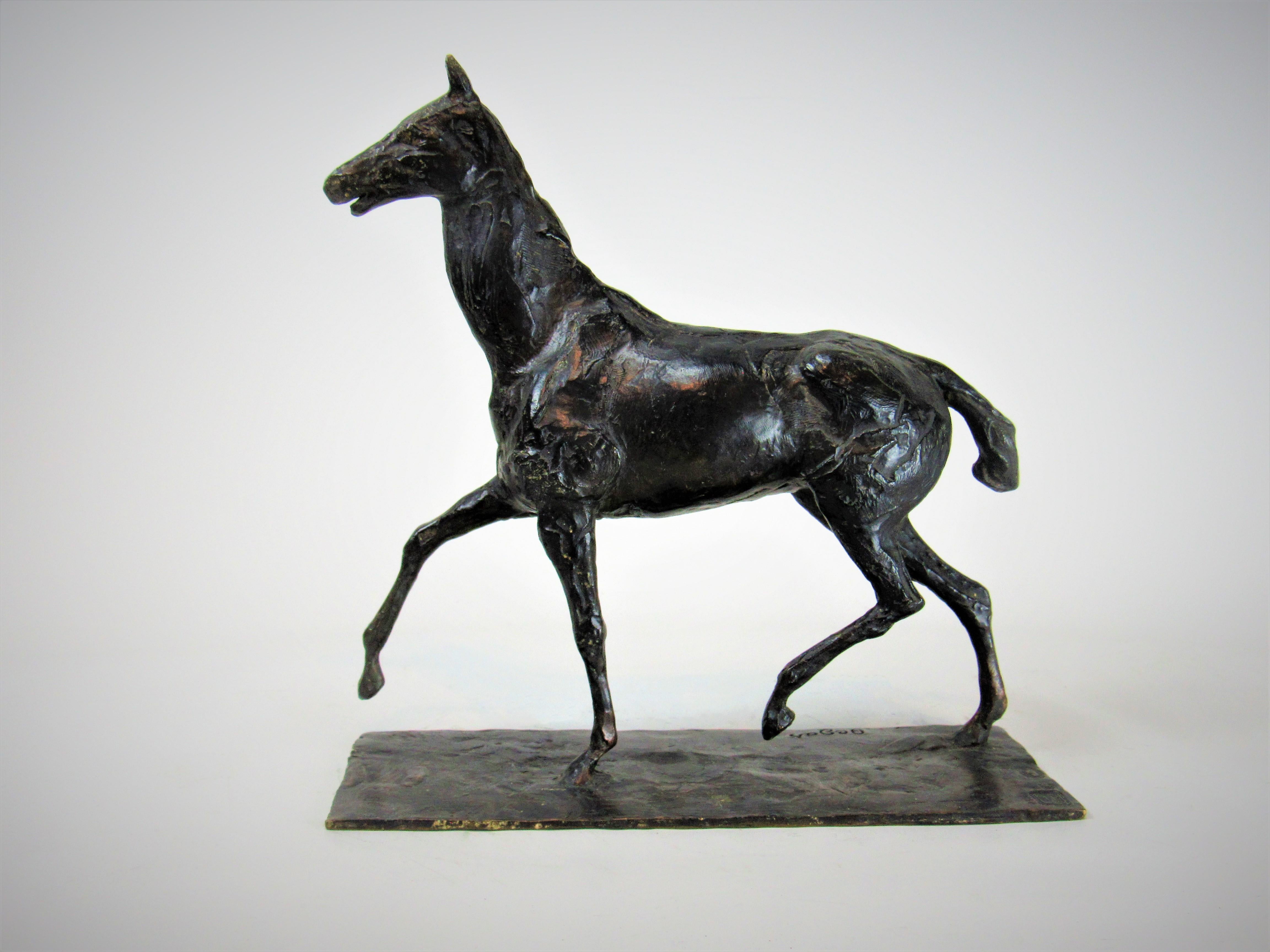Certified Edgard Degas Bronze of a horse : (Horse walking at a high pace)