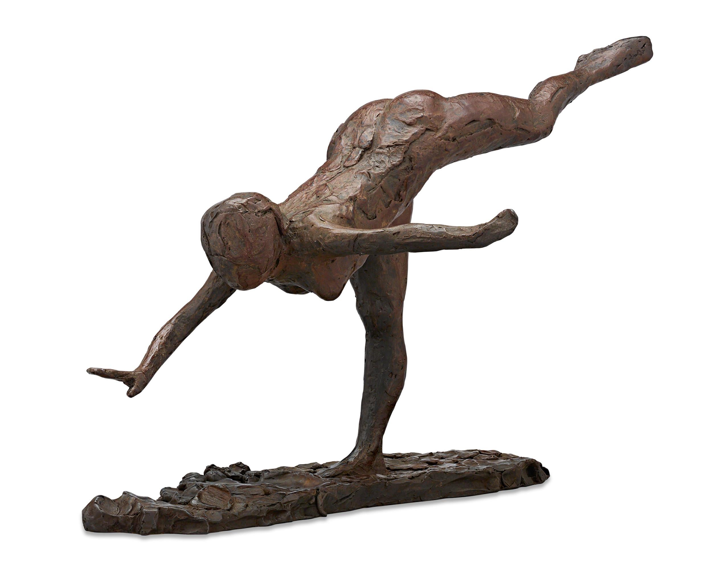 Arabesque on Right Side, Right Hand Close to Earth, Left Arm Outside - Sculpture by Edgar Degas