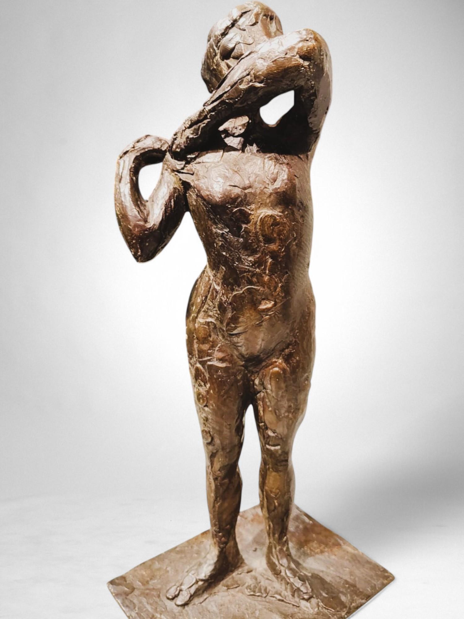 Dancer fastening the shoulder strap of her bodice – Edgar Degas, bronze cast by For Sale 9