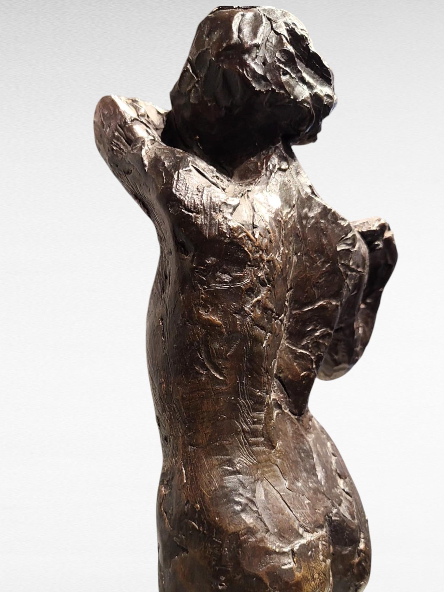Dancer fastening the shoulder strap of her bodice – Edgar Degas, bronze cast by For Sale 11