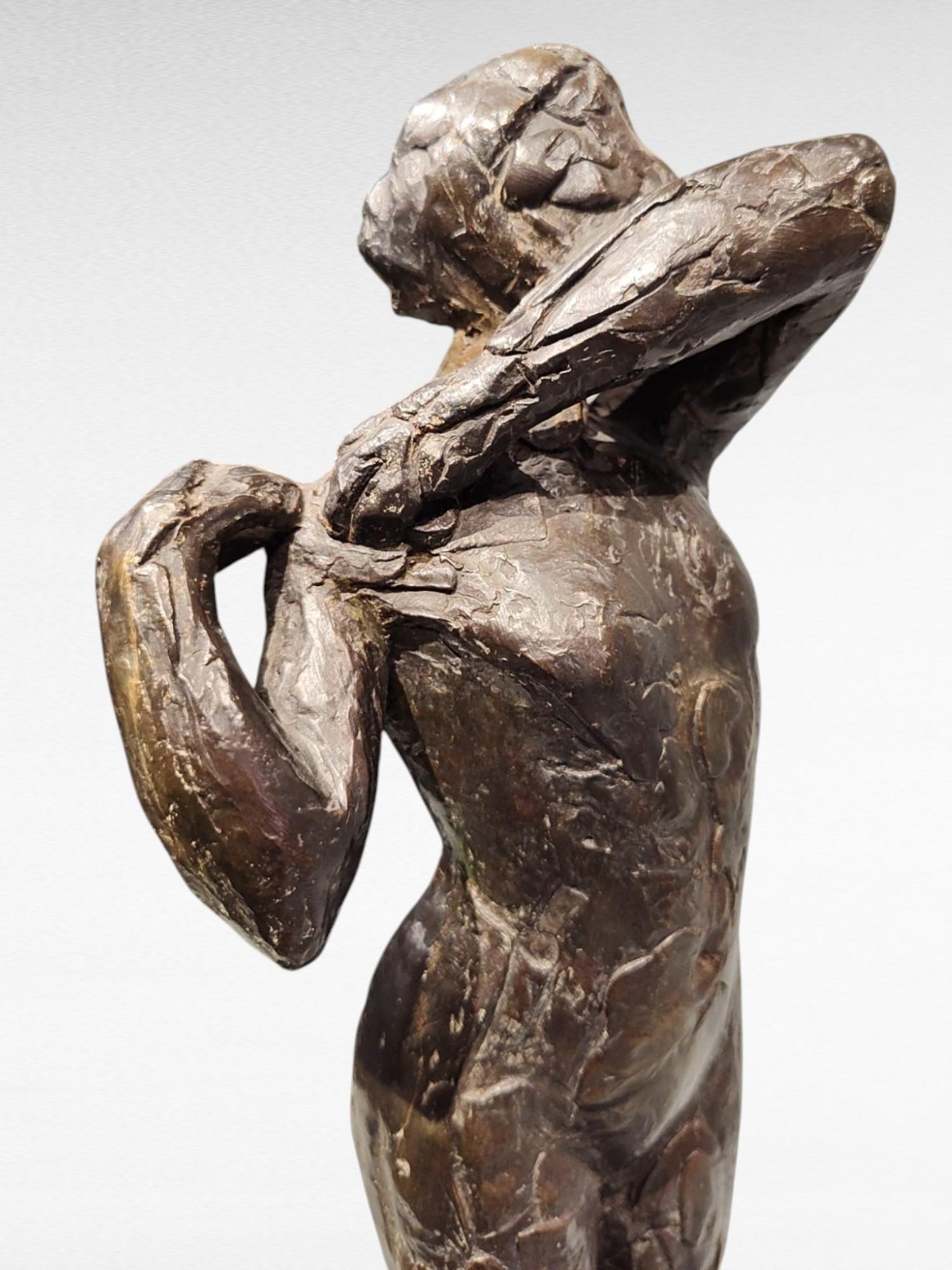Dancer fastening the shoulder strap of her bodice – Edgar Degas, bronze cast by For Sale 1