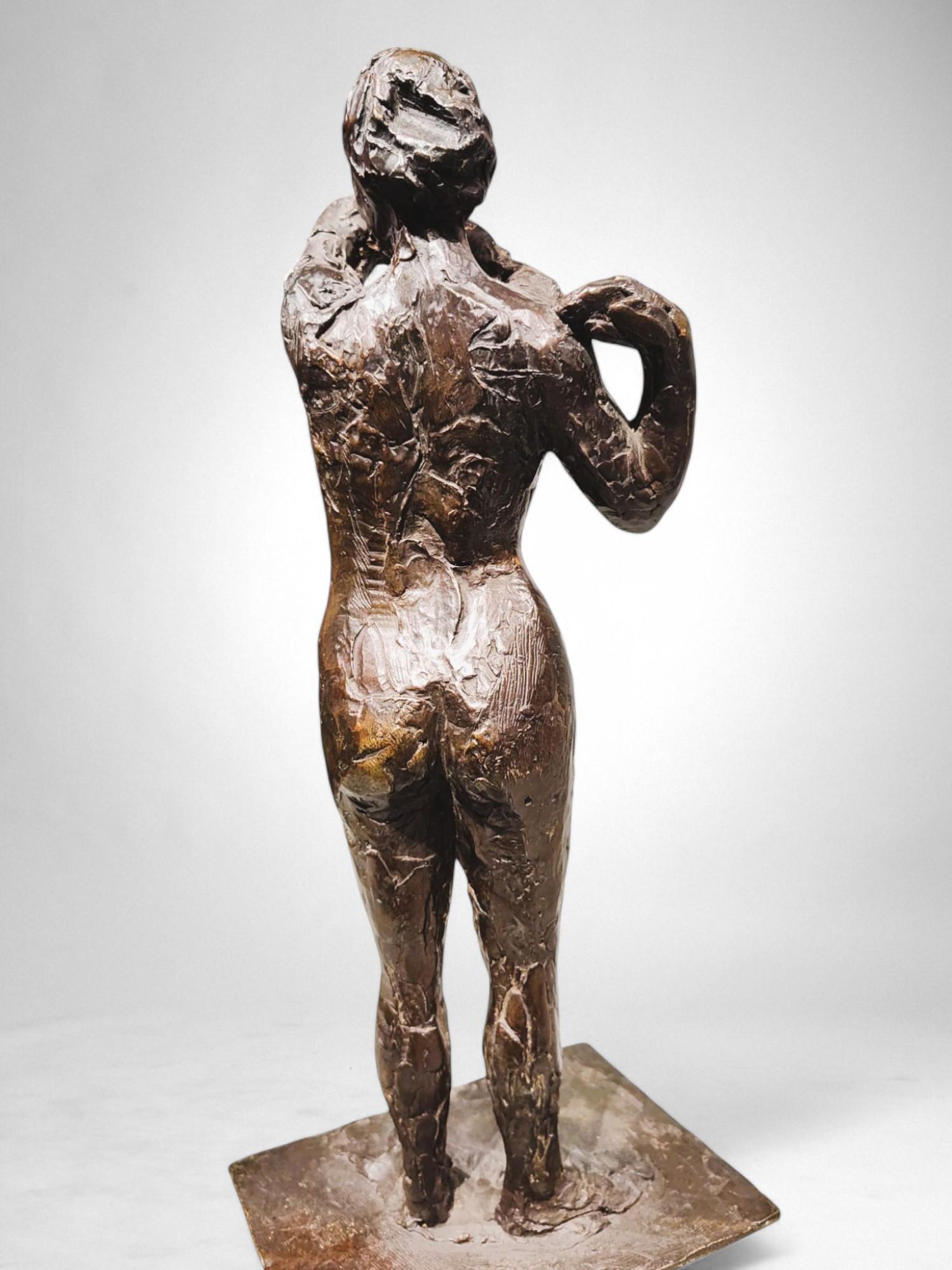 Dancer fastening the shoulder strap of her bodice – Edgar Degas, bronze cast by For Sale 4
