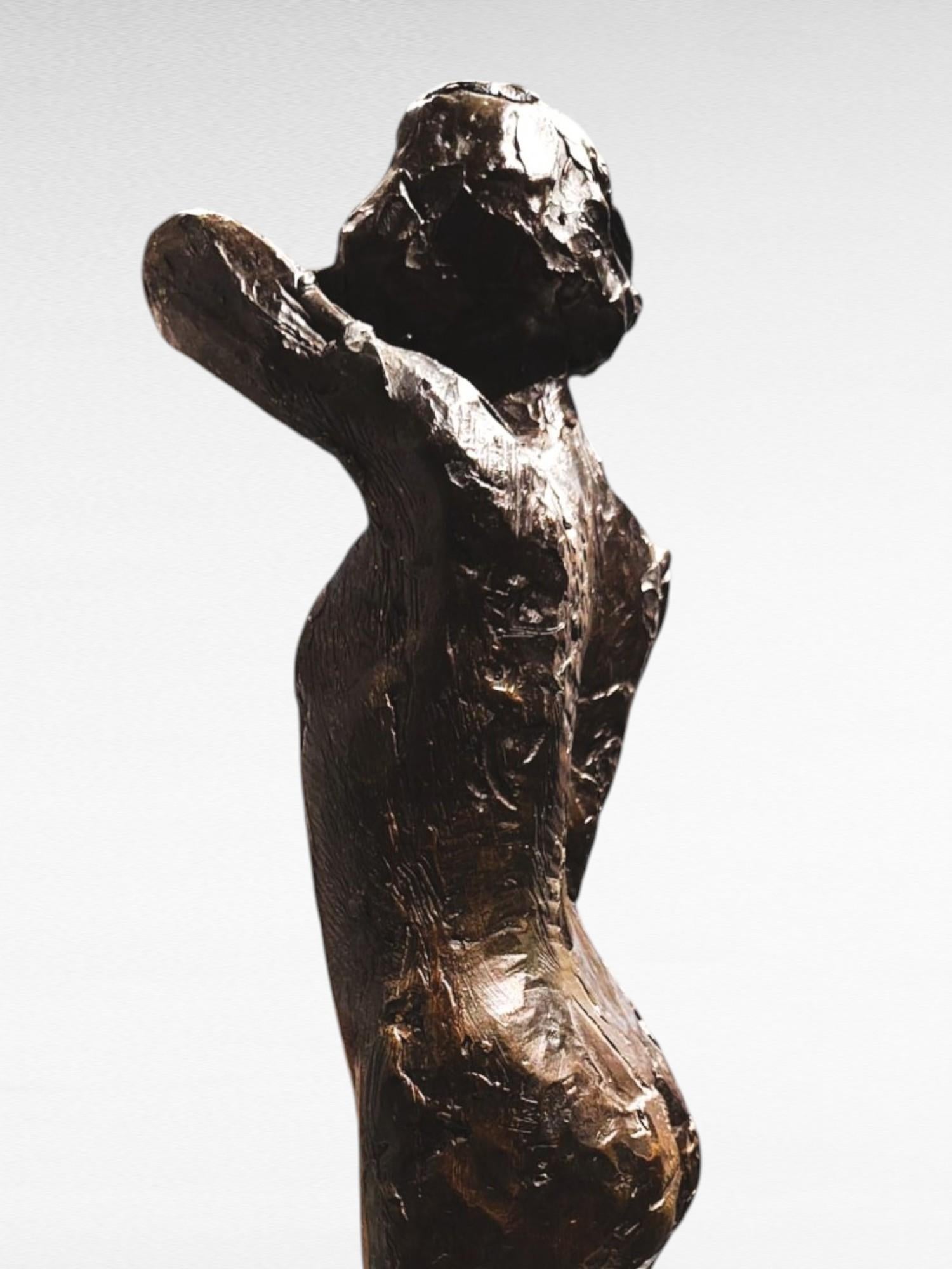 Dancer fastening the shoulder strap of her bodice – Edgar Degas, bronze cast by For Sale 6