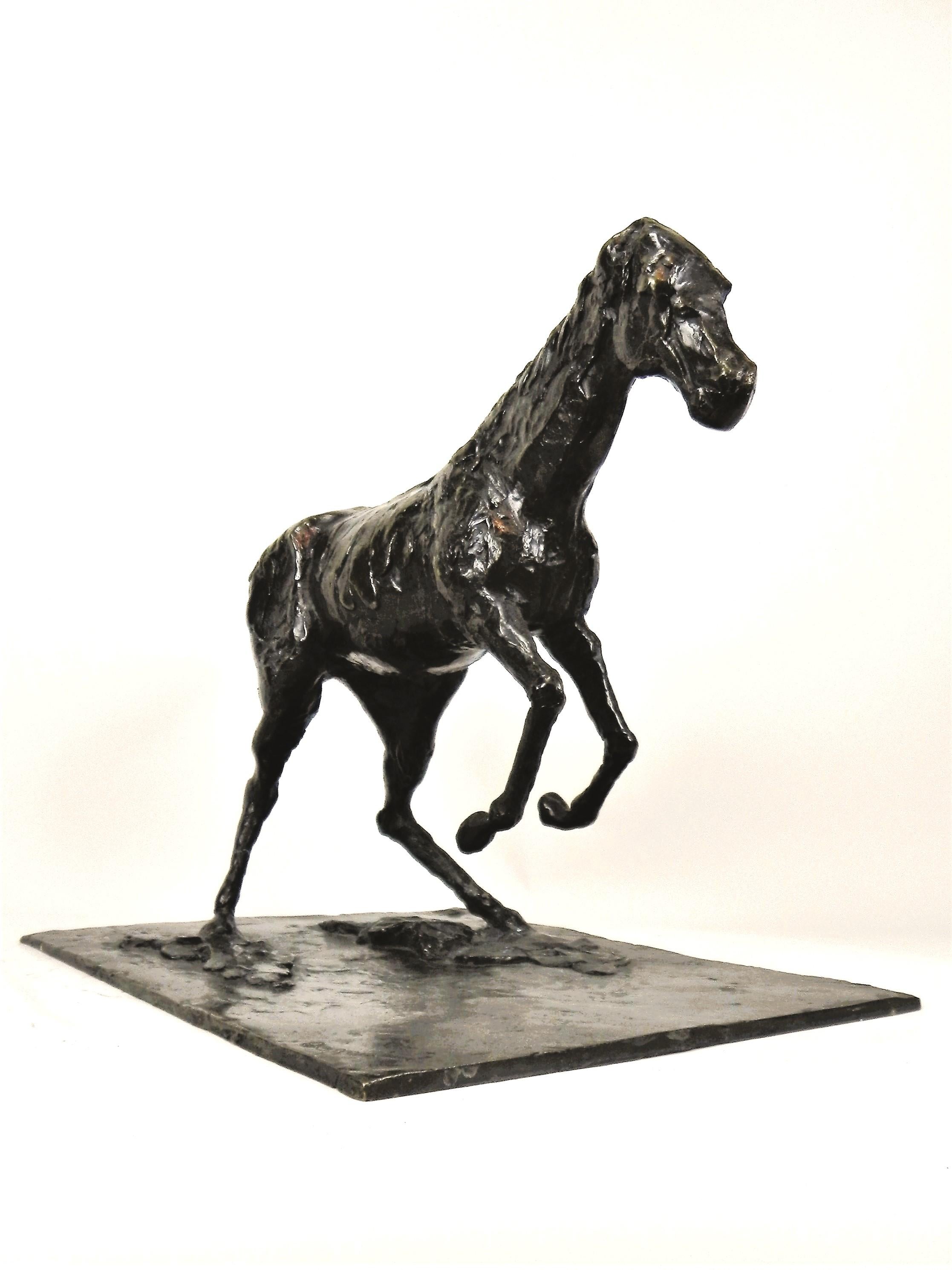 Edgard Dega : Cheval franchissant un obstacle (œuvre 48 /certifiée par le Comité Degas) - Impressionnisme Sculpture par Edgar Degas