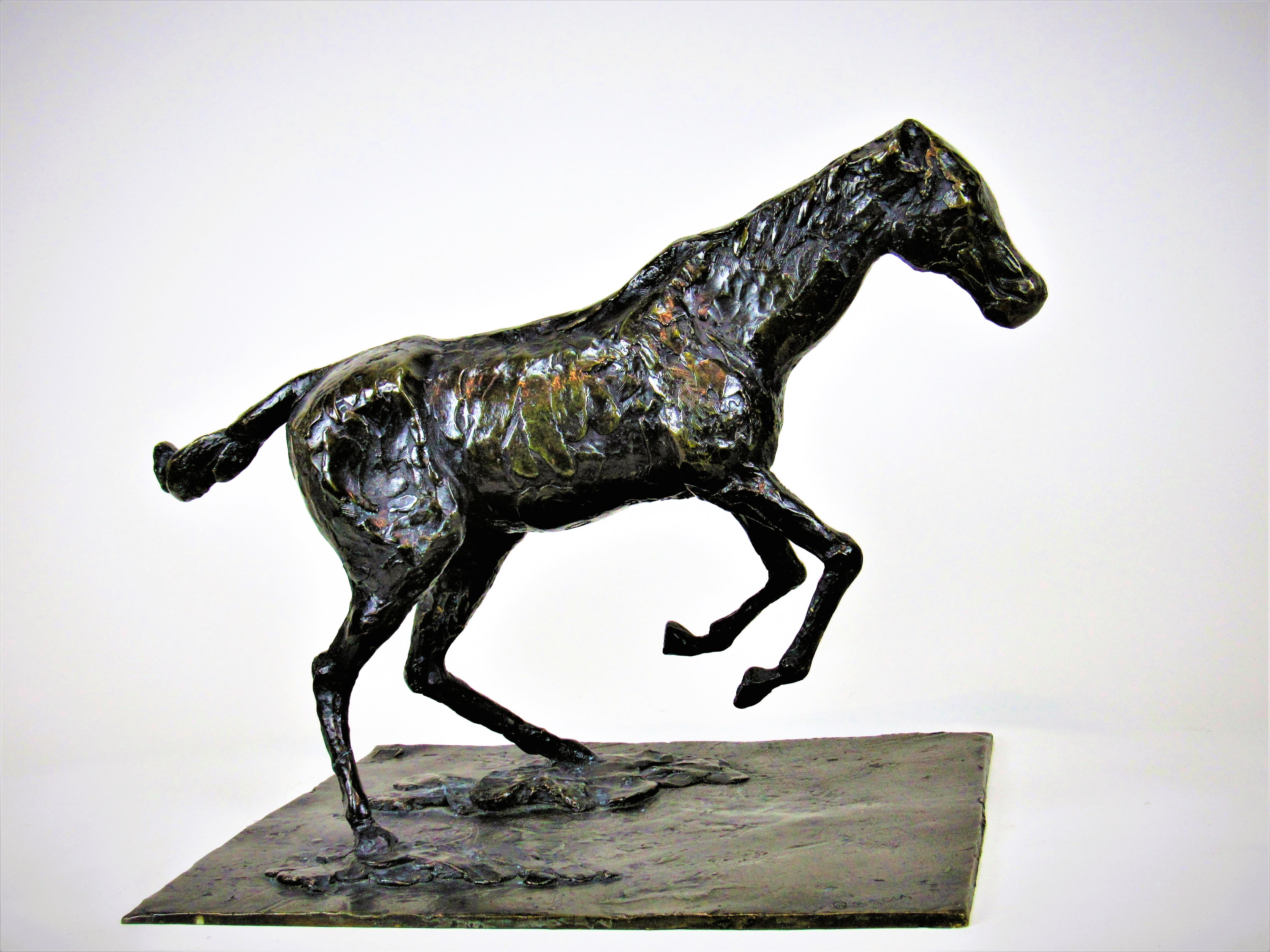 Edgar Degas Figurative Sculpture - Edgard Degas: Horse Clearing an Obstacle (work 48 /certified by Comité Degas)