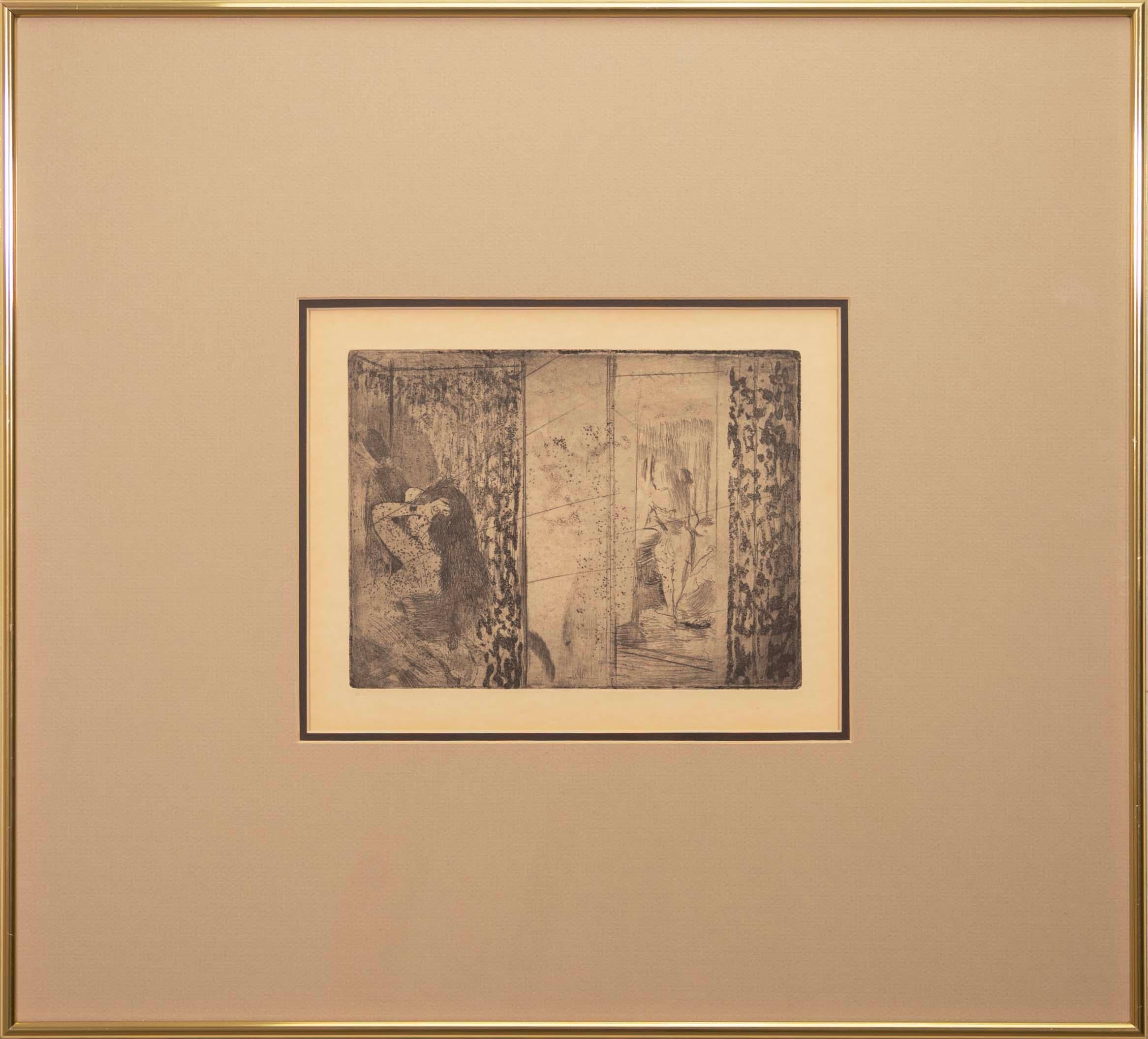 A modern figurative etching on wove paper titled 
