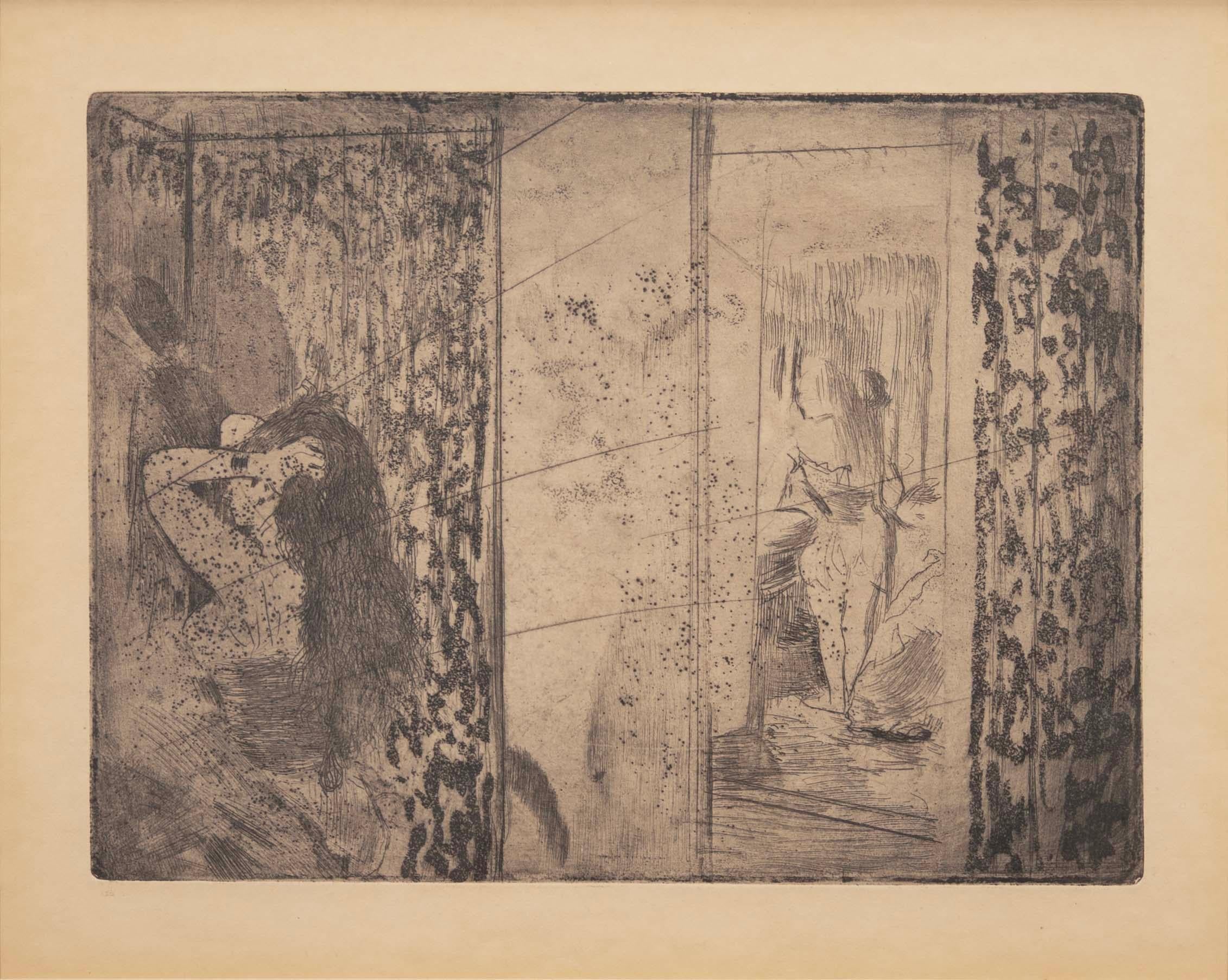 French Edgar Degas Loges d'Actrices Modern Figurative Etching on Paper 1879-80 Framed For Sale