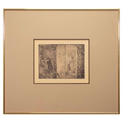 Edgar Degas Loges d'Actrices Moderne figurative Radierung auf Papier 1879-80 Gerahmt