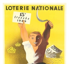 Poster francese d'epoca originale MOISSONS (raccolto) Loterie Nationale 1939