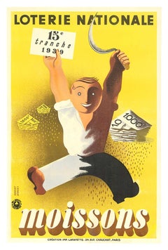 Original MOISSONS (harvest) Loterie Nationale 1939 Vintage French poster