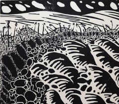 Edgar Dorsey Taylor Original Woodcut Baja - "Ocean Waves. Bahia de Rosaldita"