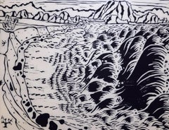 Edgar Dorsey Taylor Original Woodcut Baja Series - “Wind Off the Shore...."