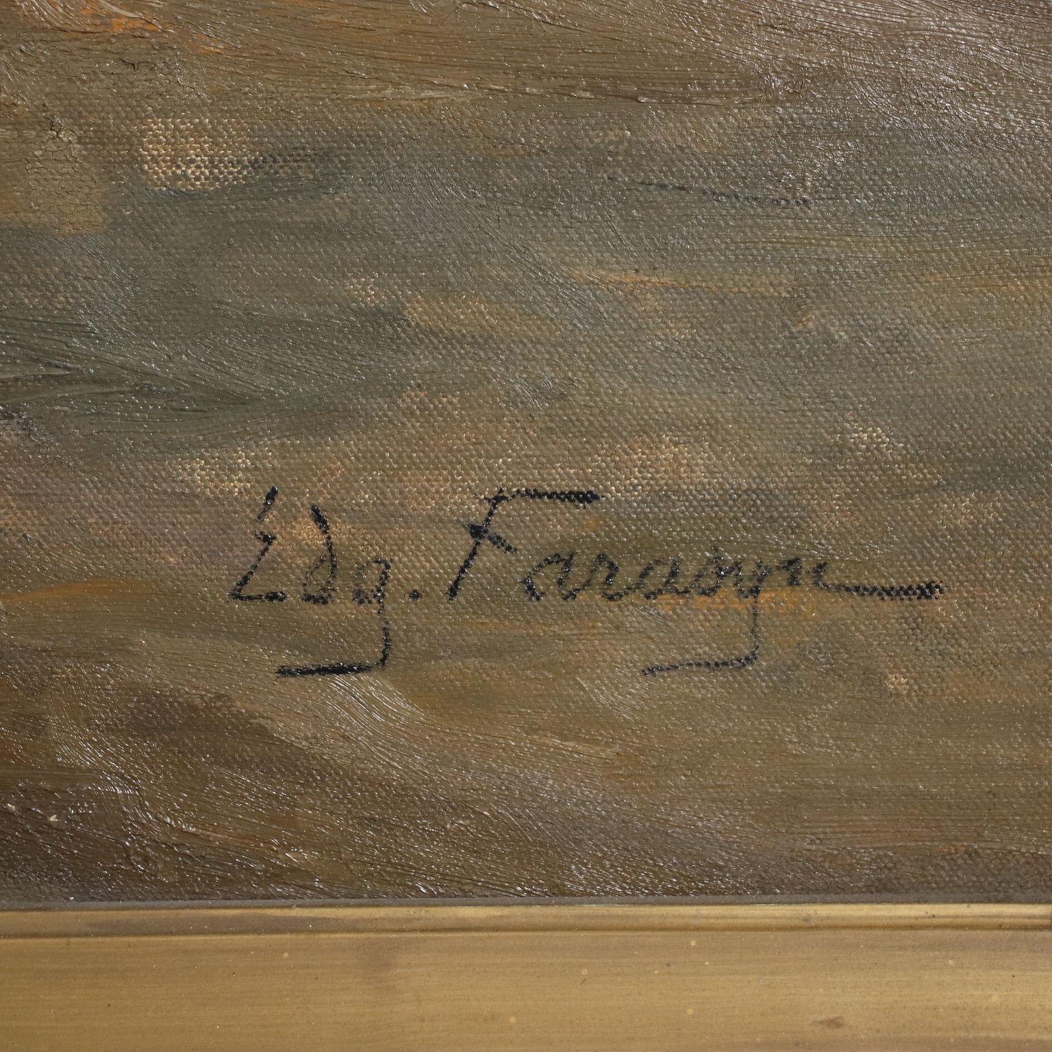 Peinture à l'huile sur toile - Scène de plage, Edgard Farasyn - XXe siècle 5