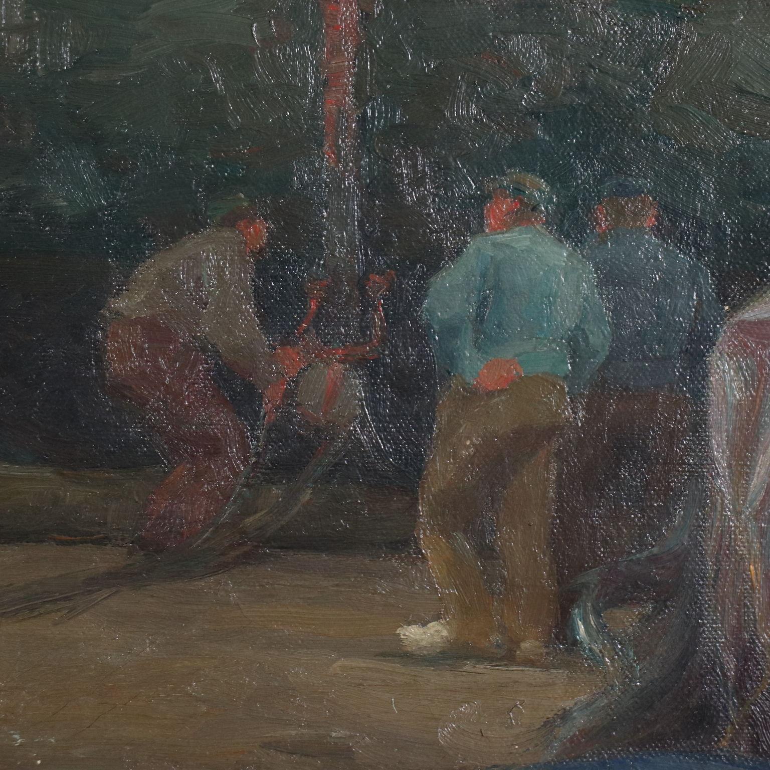 Peinture à l'huile sur toile - Scène de plage, Edgard Farasyn - XXe siècle 2