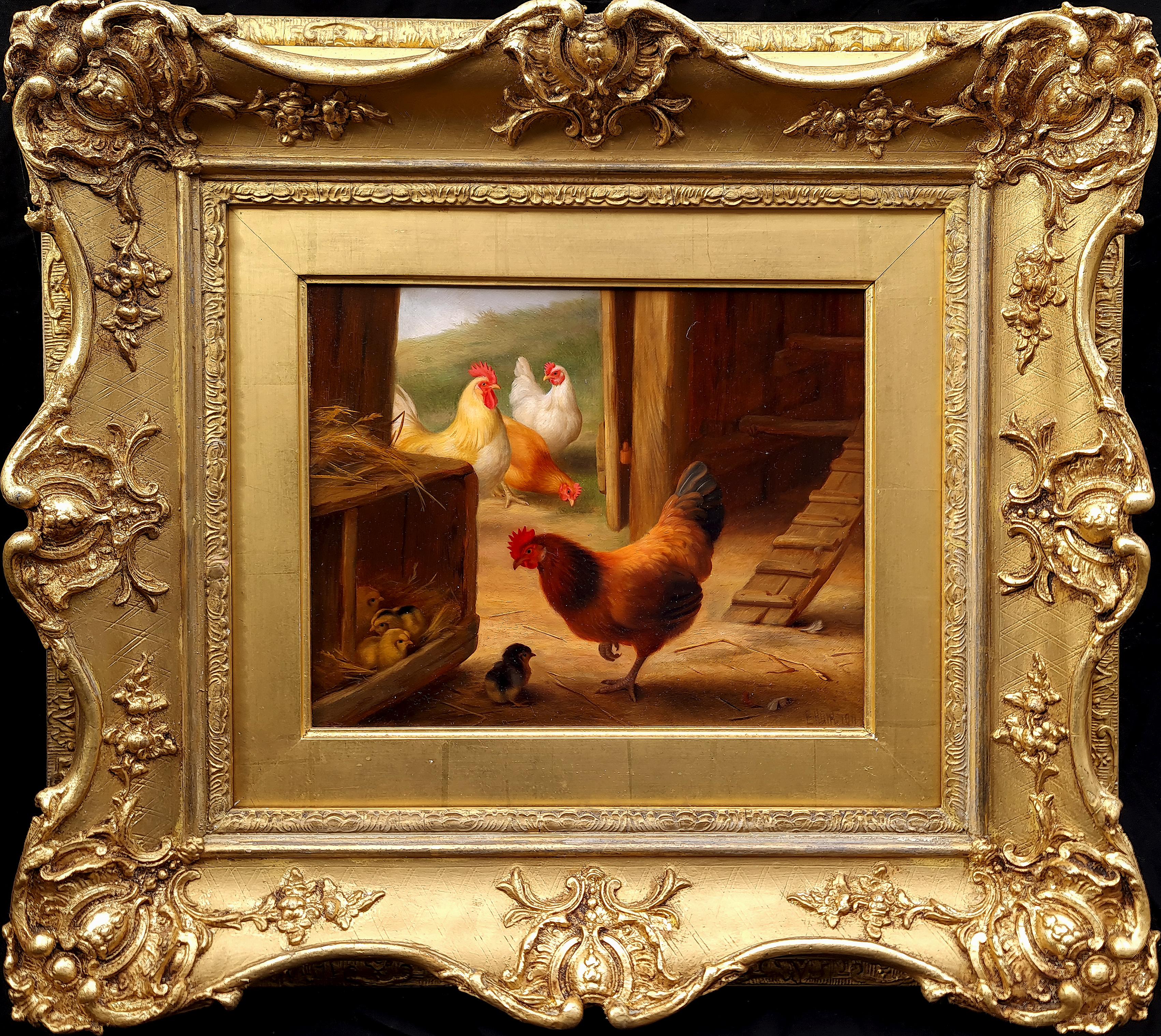 Edgar Hunt Animal Painting - Under Mother's Watchful Eye