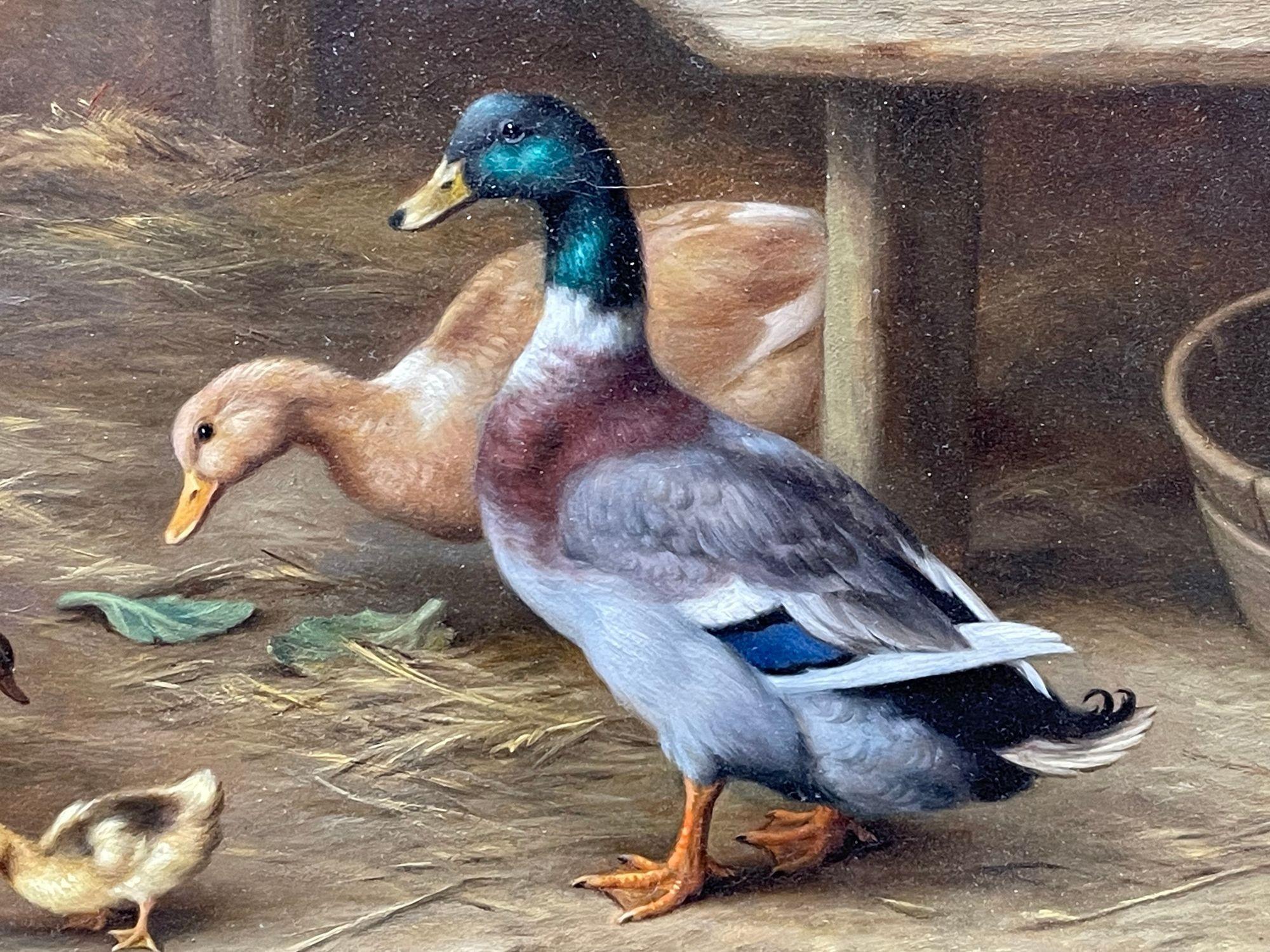 Hand-Painted Edgar Hunt, oil on canvas, Farm animals, 1880. For Sale