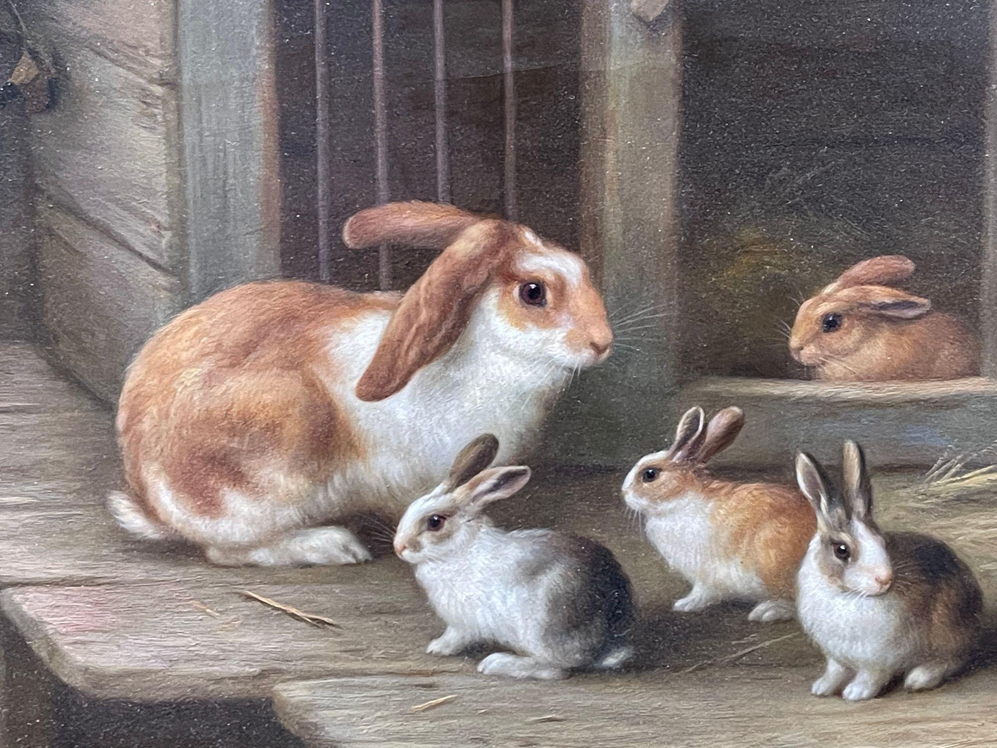 19th Century Edgar Hunt, oil on canvas, Farm animals, 1880. For Sale