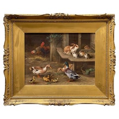 Edgar Hunt, oil on canvas, Farm animals, 1880.