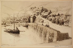 The Harbour Lynmouth. Antique Print 1920s