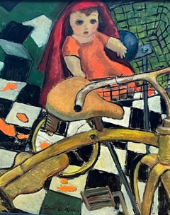 " Tricycle and Doll" Oil on Canvas by Edgar Kiechle