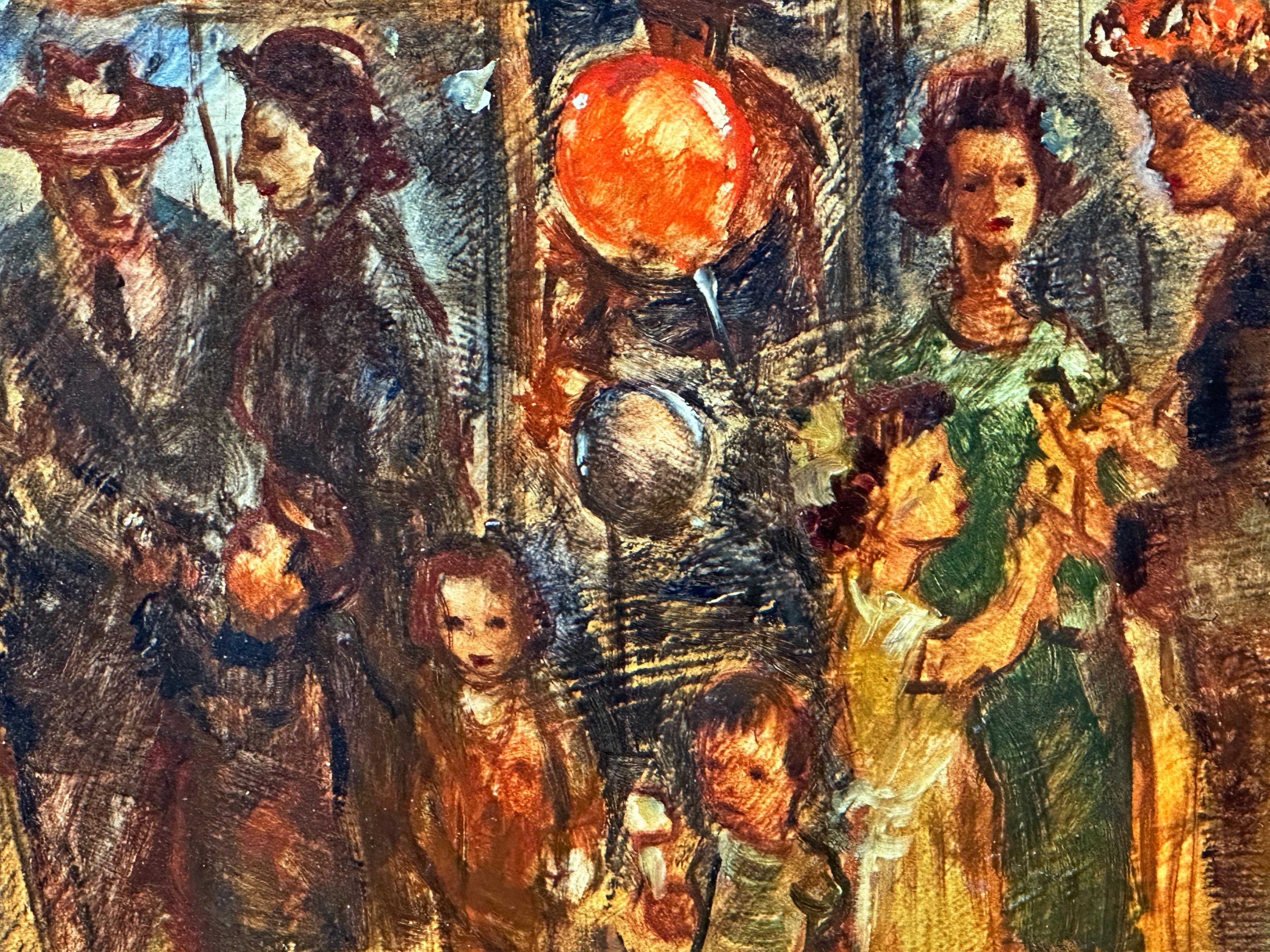 „Familie auf dem Fairground“ des Malers Edgar Kiechle im Angebot 3