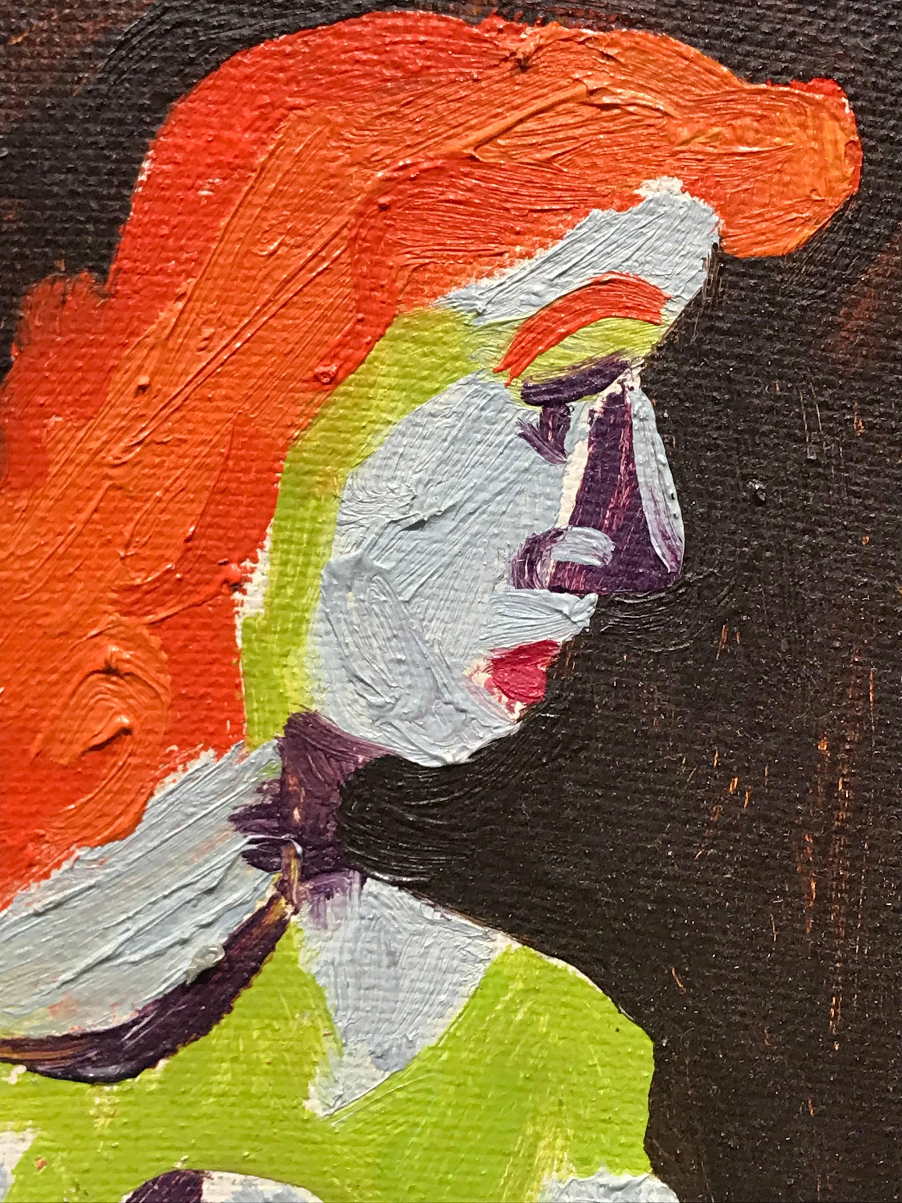 American Modernist Painting by Edgar Levy, Red Head, 1943 1