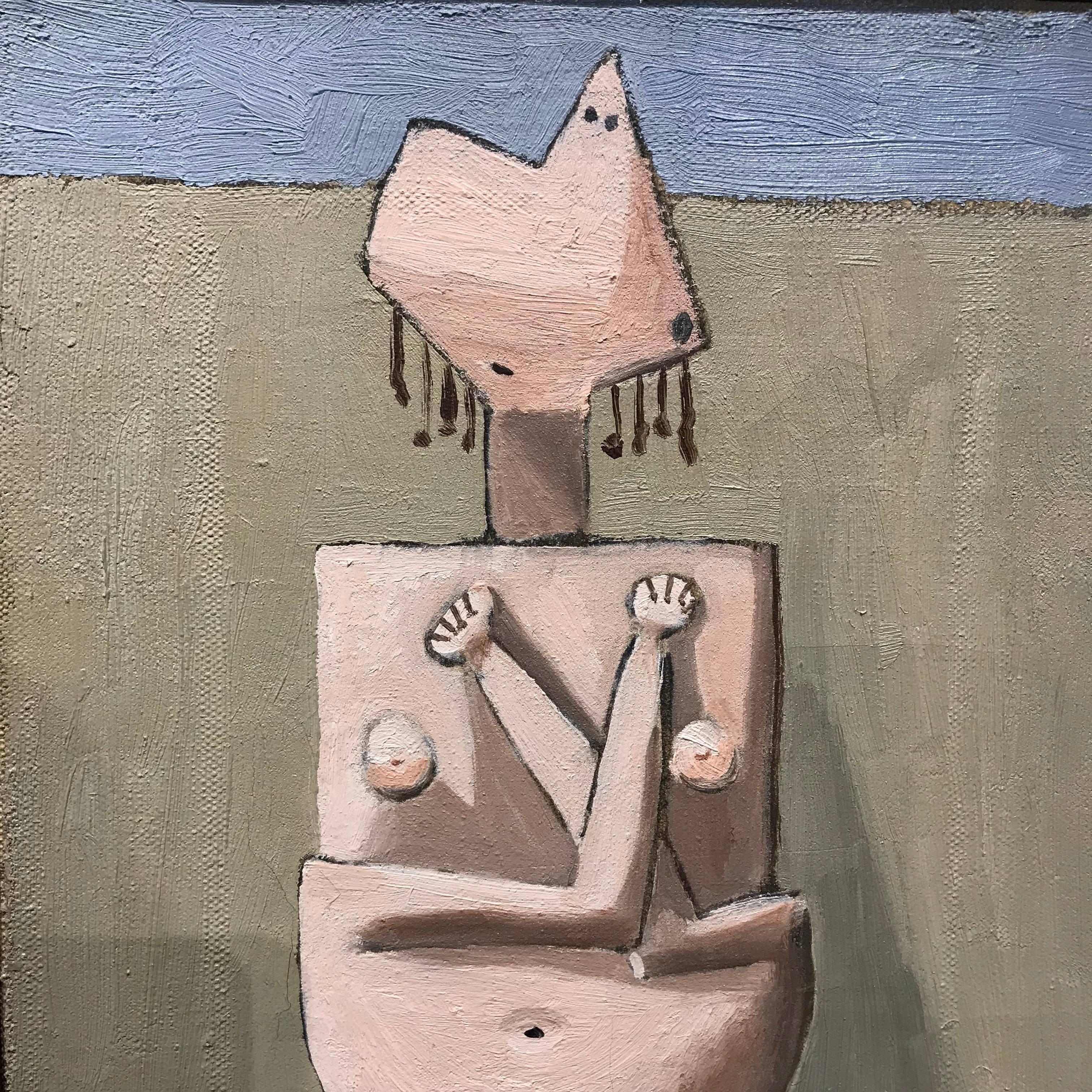 American Modernist Painting by Edgar Levy, Cubist Figure, c. 1932-1935 1