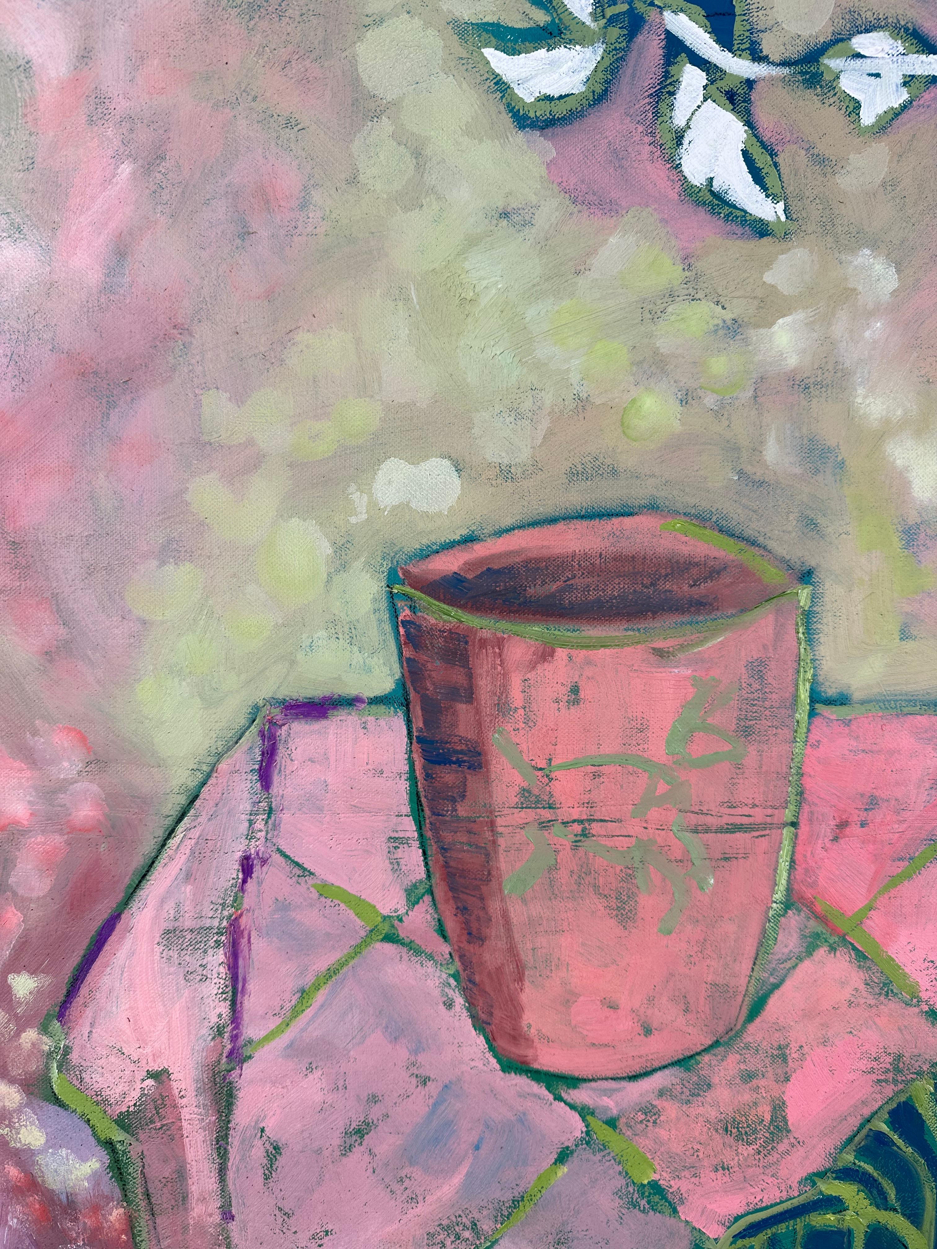Nature morte florale avec coquillage - Abstrait Painting par Edgar Levy